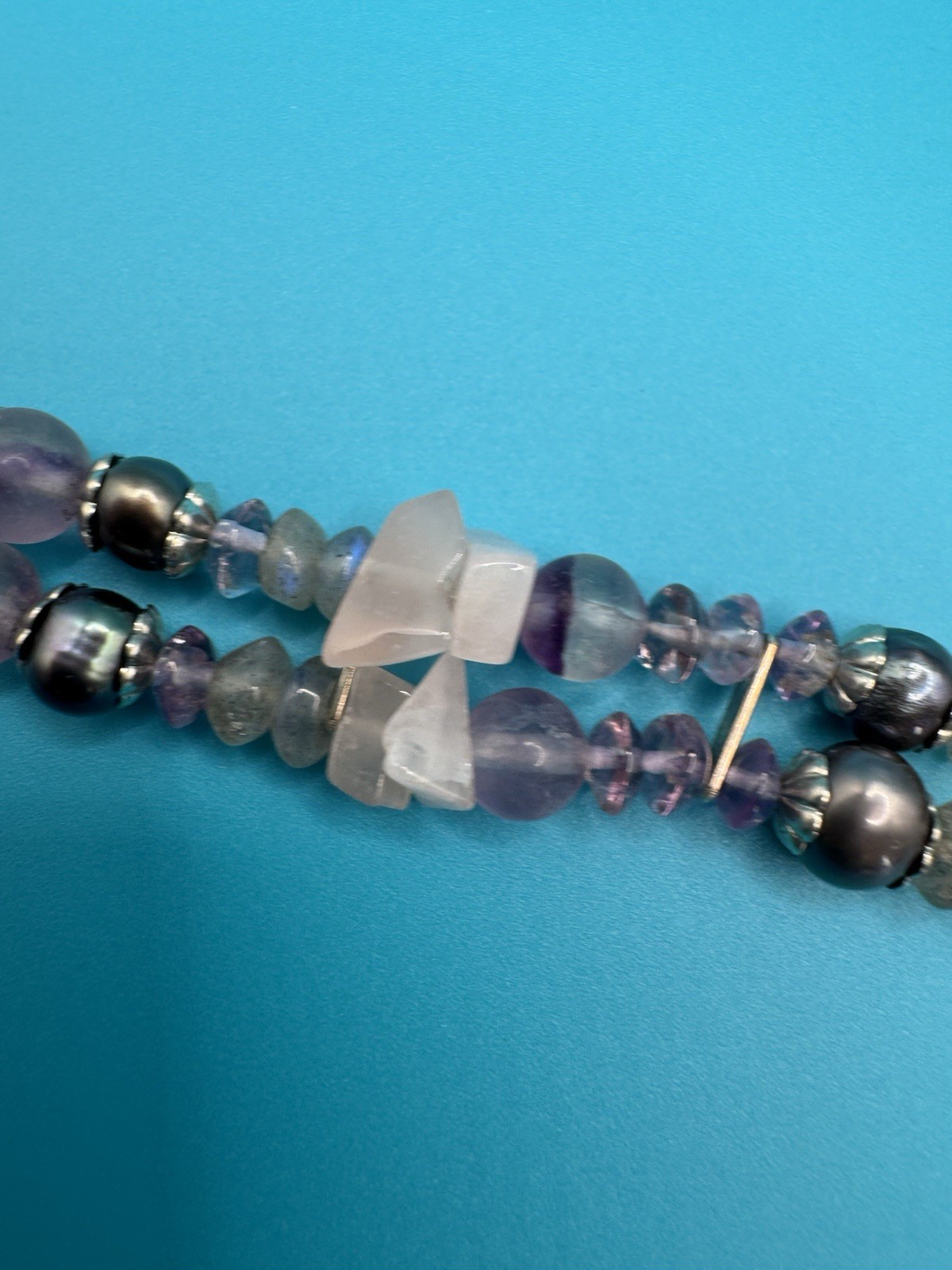 Artisan Made Signed Double Strand Pearl Bali Beads & Toggle Clasp Bracelet