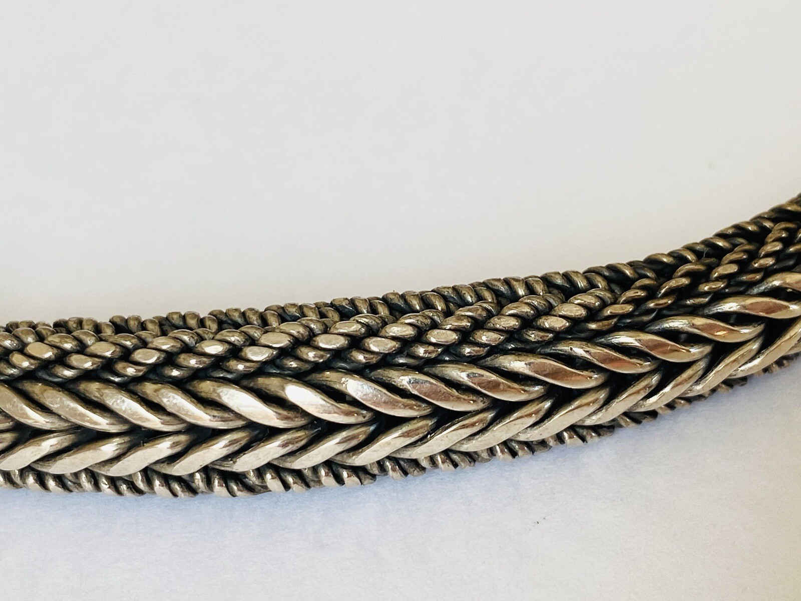 Vintage Bali 11MM Sterling Silver Wheat Foxtail Link Chain Necklace 98 GRAMS