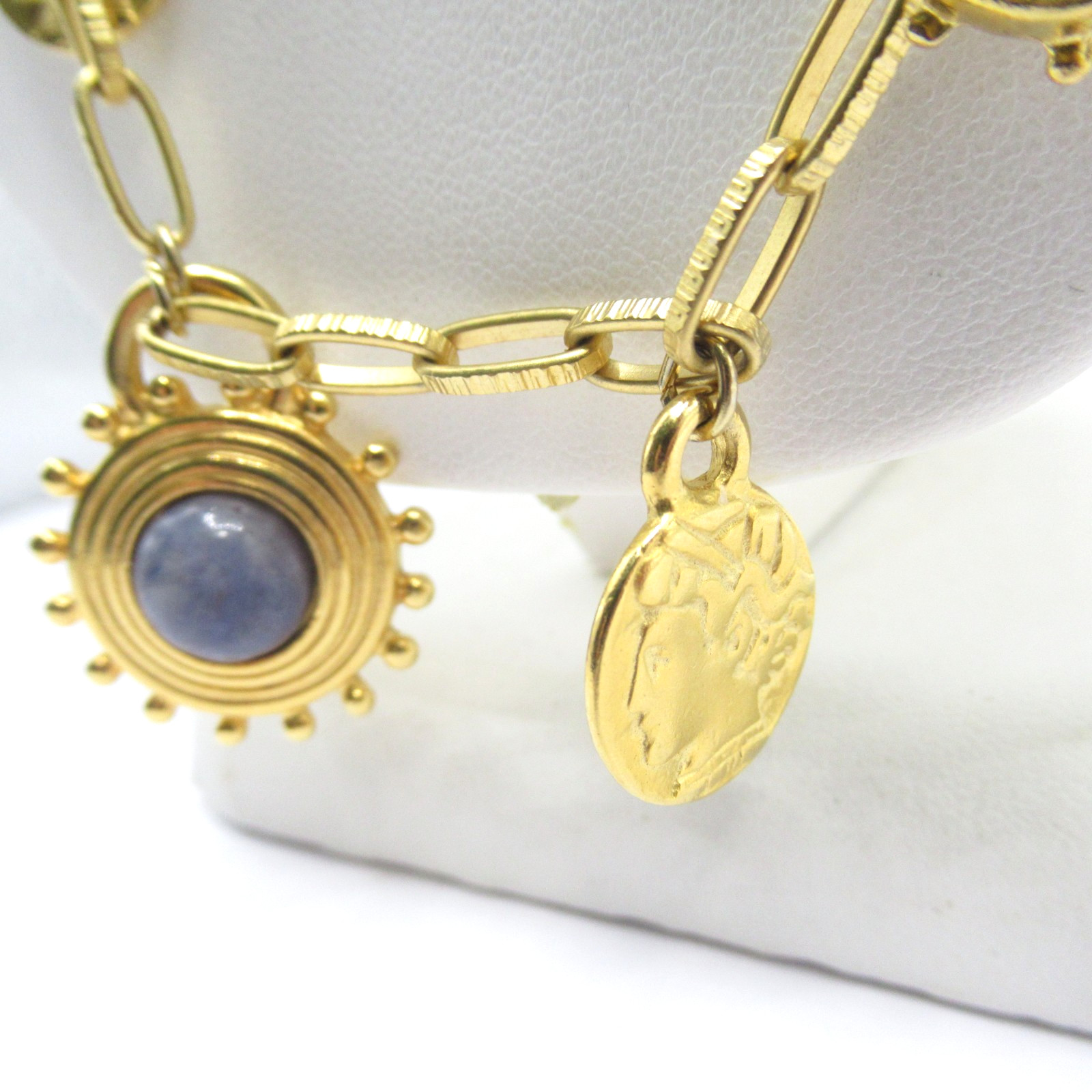 Robert Rose Gold Tone Faux Charms and Colorful 13 Charm Necklace Vintage