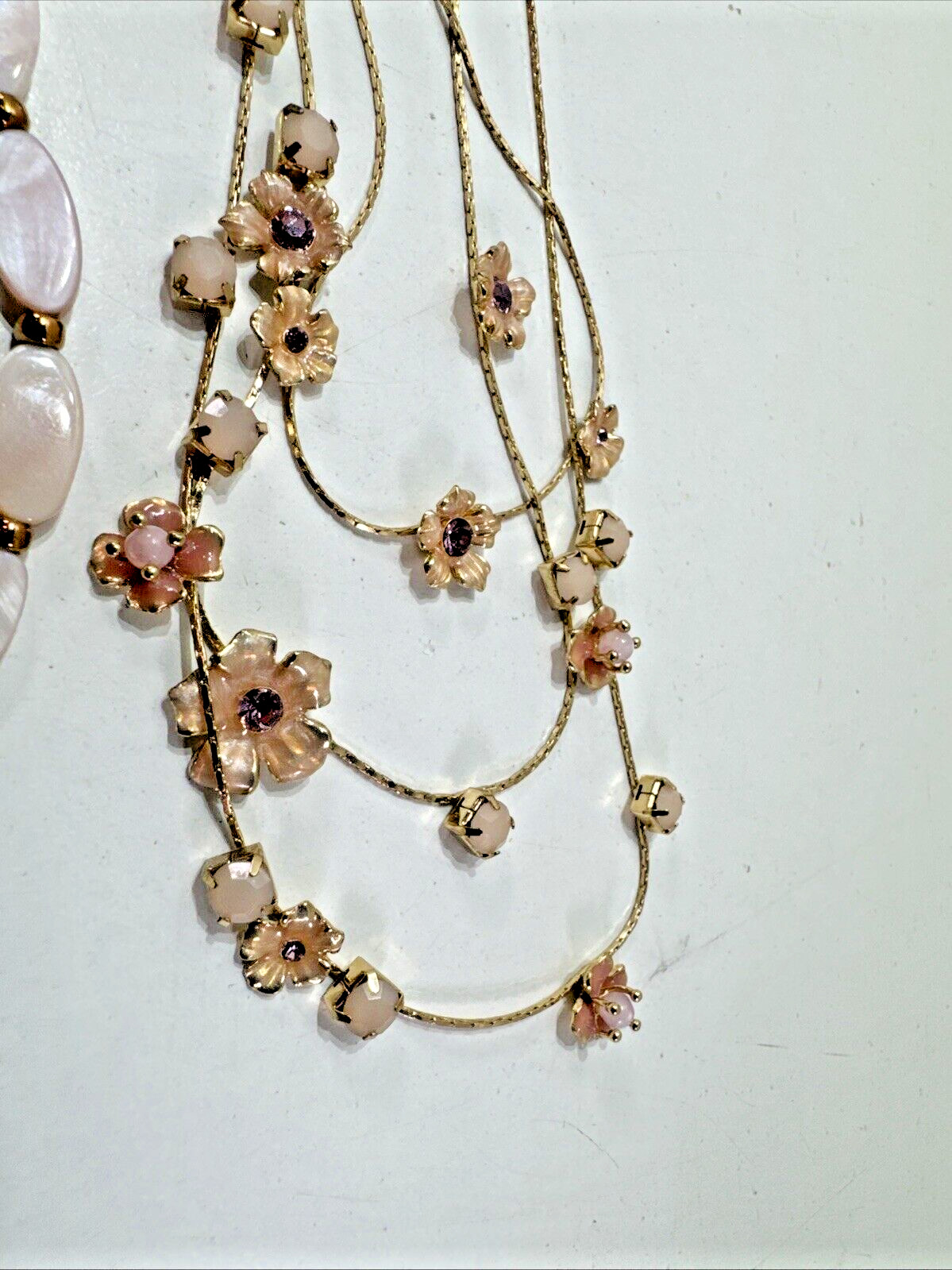 Beautiful Vintage Estate Lot 3x Beaded/Metal/STONES Necklaces 1 New w Tags
