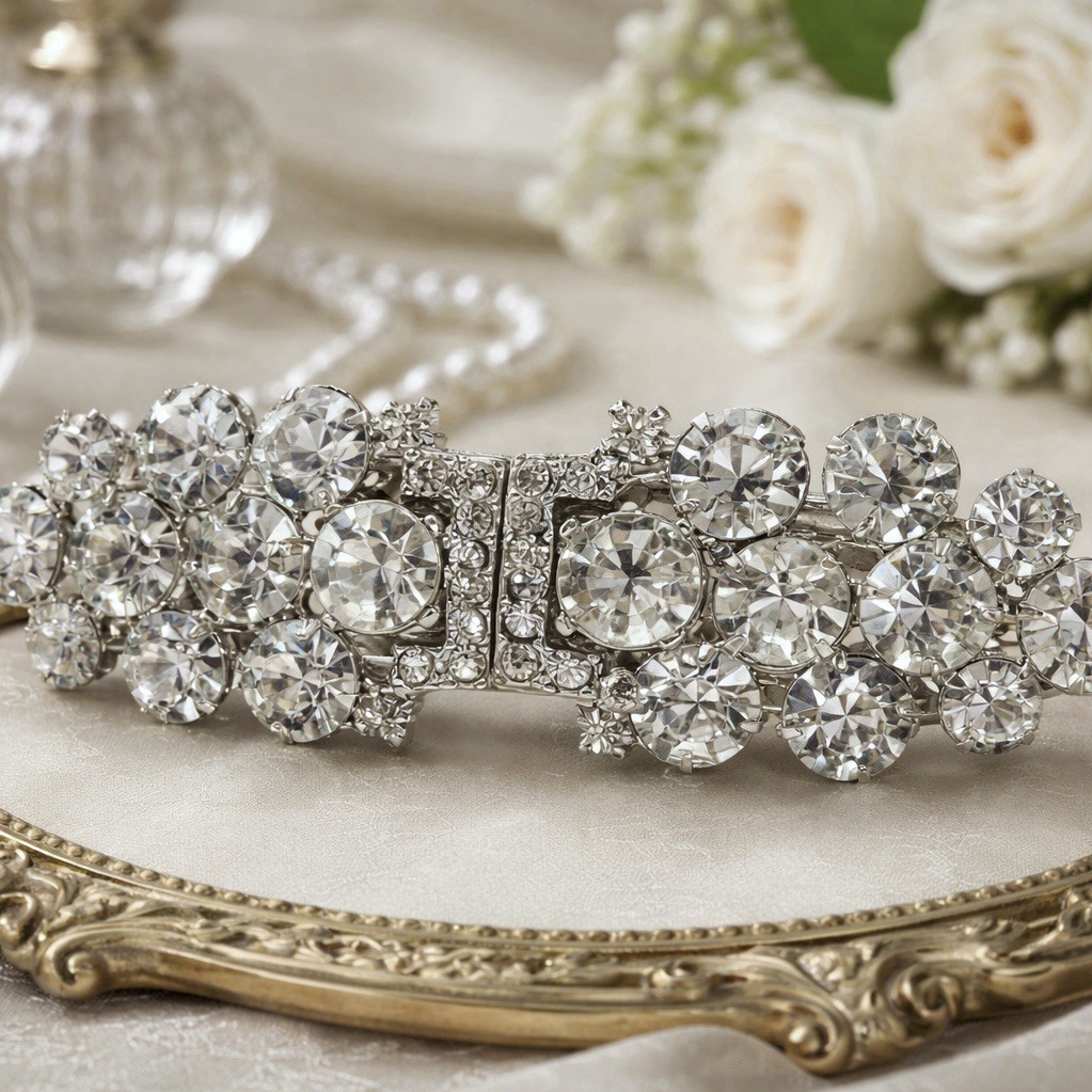 Vintage Rhinestone Duette Brooch Dress Clips Convertible Pat Pend Bridal
