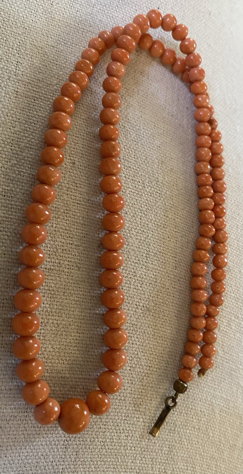 Vintage Orange Coral Graduated Beaded Necklace Broken Clasp Repair Rare 18”
