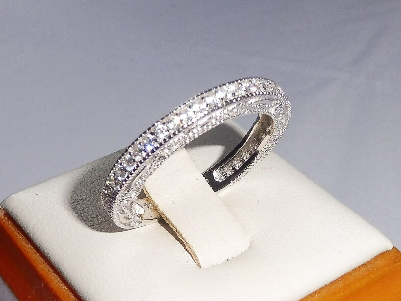 1/3CTW White Round Cut CZ Art Deco Wedding Antique Eternity 925 Silver Band Ring