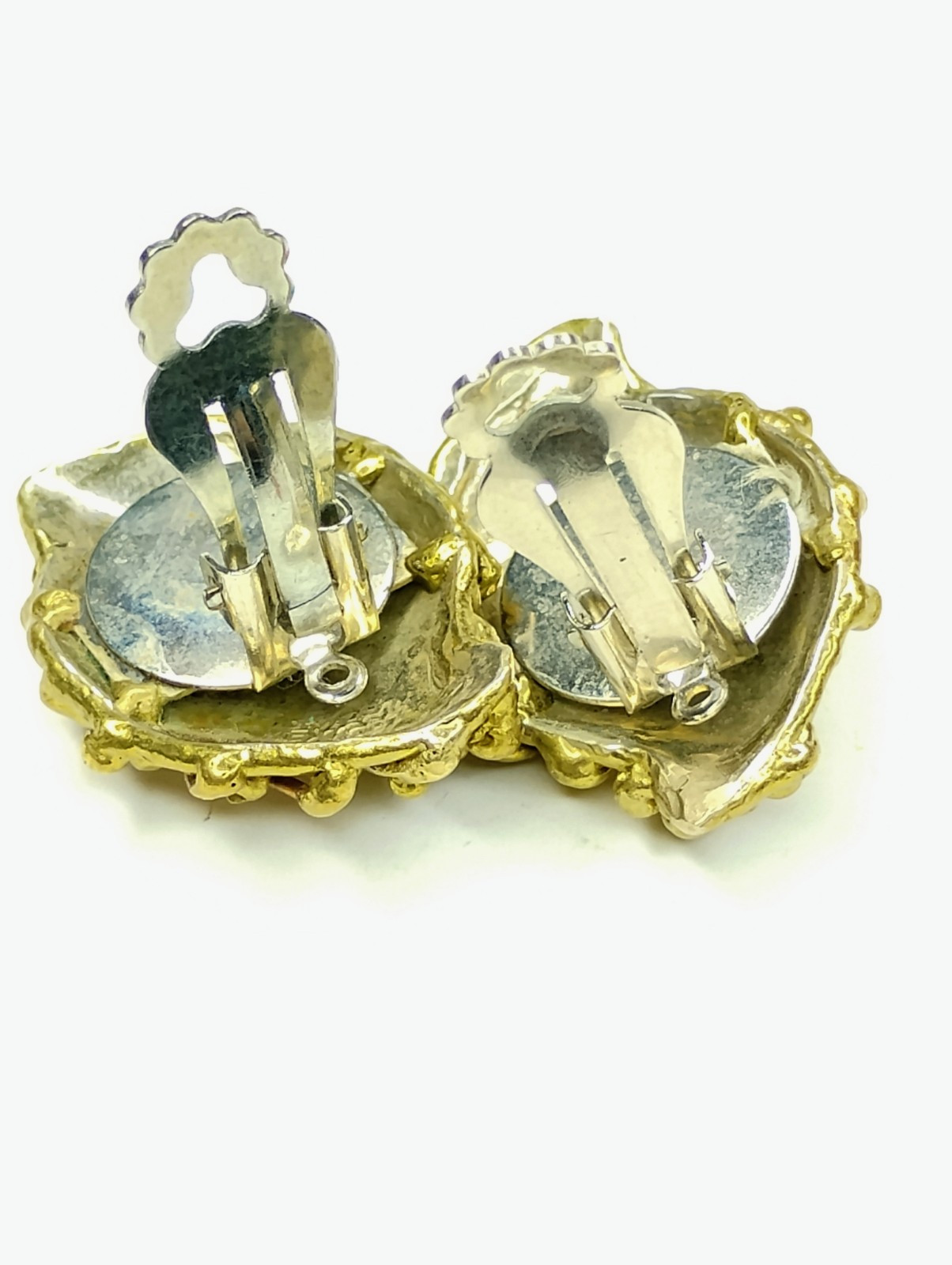 Vintage Brutalist Clip On Earrings Copper & Brass Made in Mexico