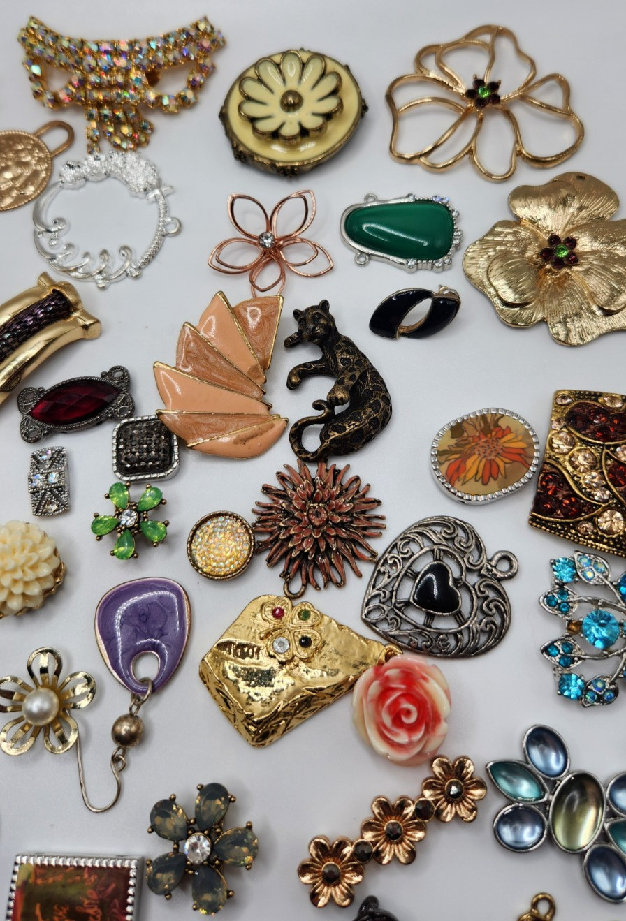 Craft Jewelry Pieces Junk Drawer Lot 50 Different Pieces