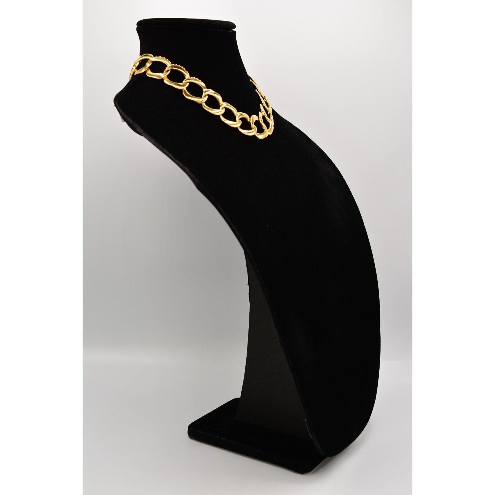 Vintage Linked Chain Gold Tone Metallic Chunky Shiny Yellow 1980s BinL