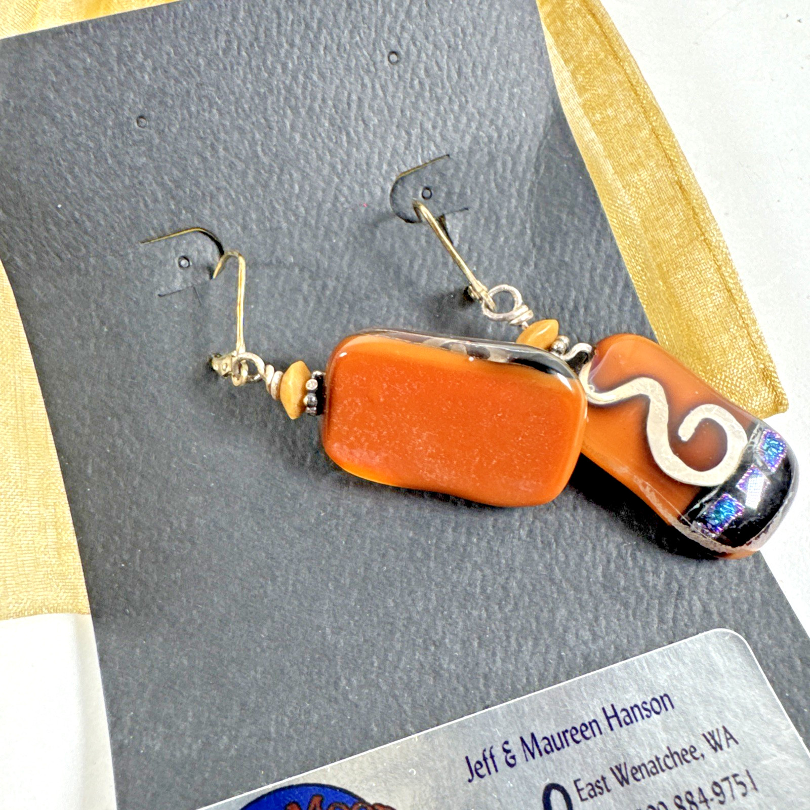 NEW OLD STOCK 80S VTG BLUE MOON GARDEN GLASS WORKS STUDIO 925 DANGLE EARRINGS