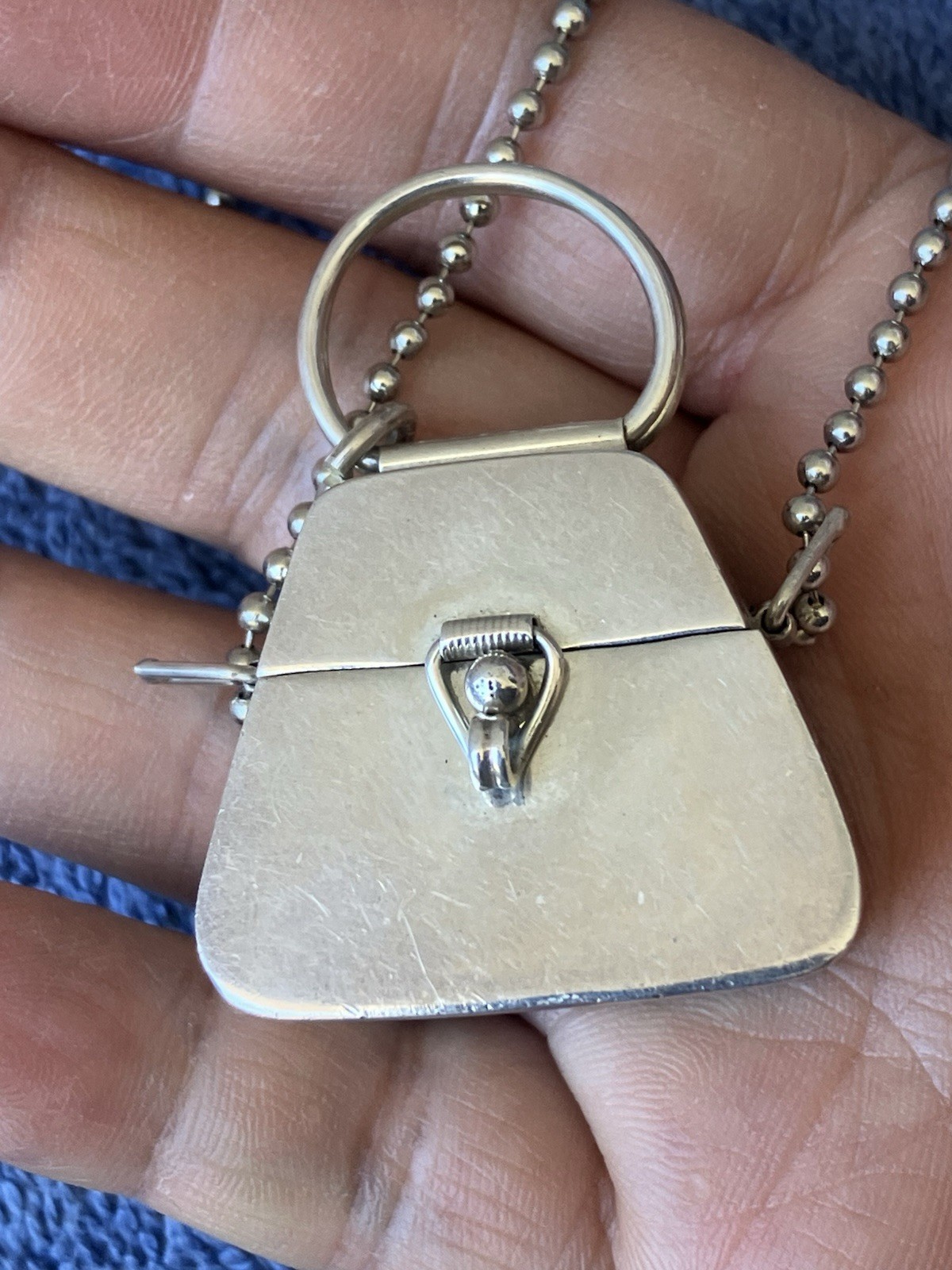 Vintage 996 Mexico Td- 116 Sterling Silver 925 Small Purse Pendant Necklace