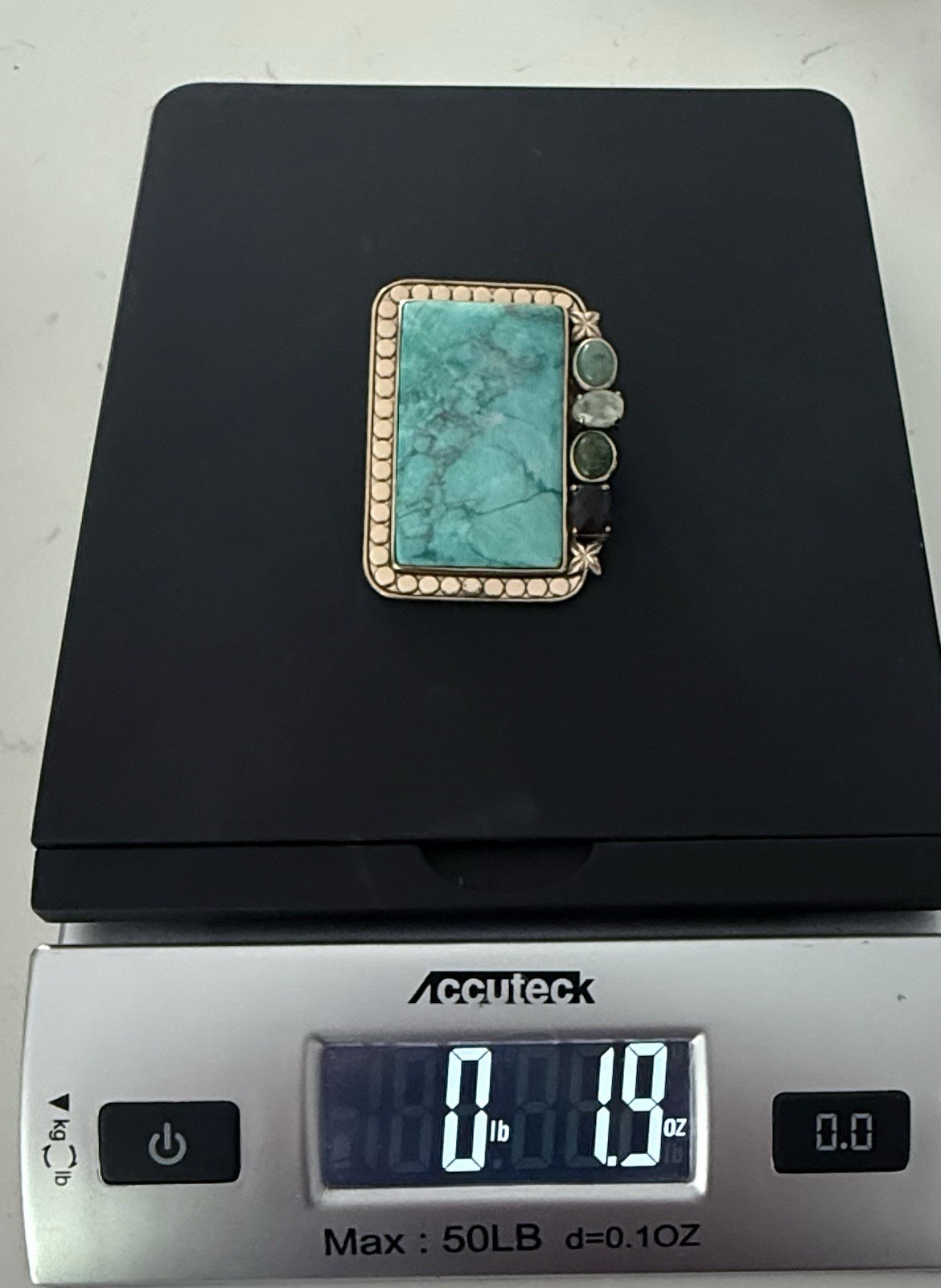 Amy Kahn Russell AKR Bronze Turquoise Style Stone Convertible Brooch Pendant