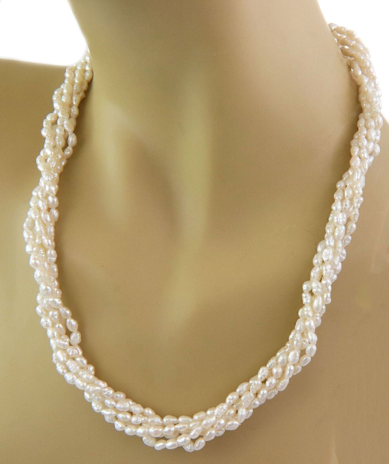 Mikimoto 18k Yellow Gold Five Strand Rice Pearls Necklace