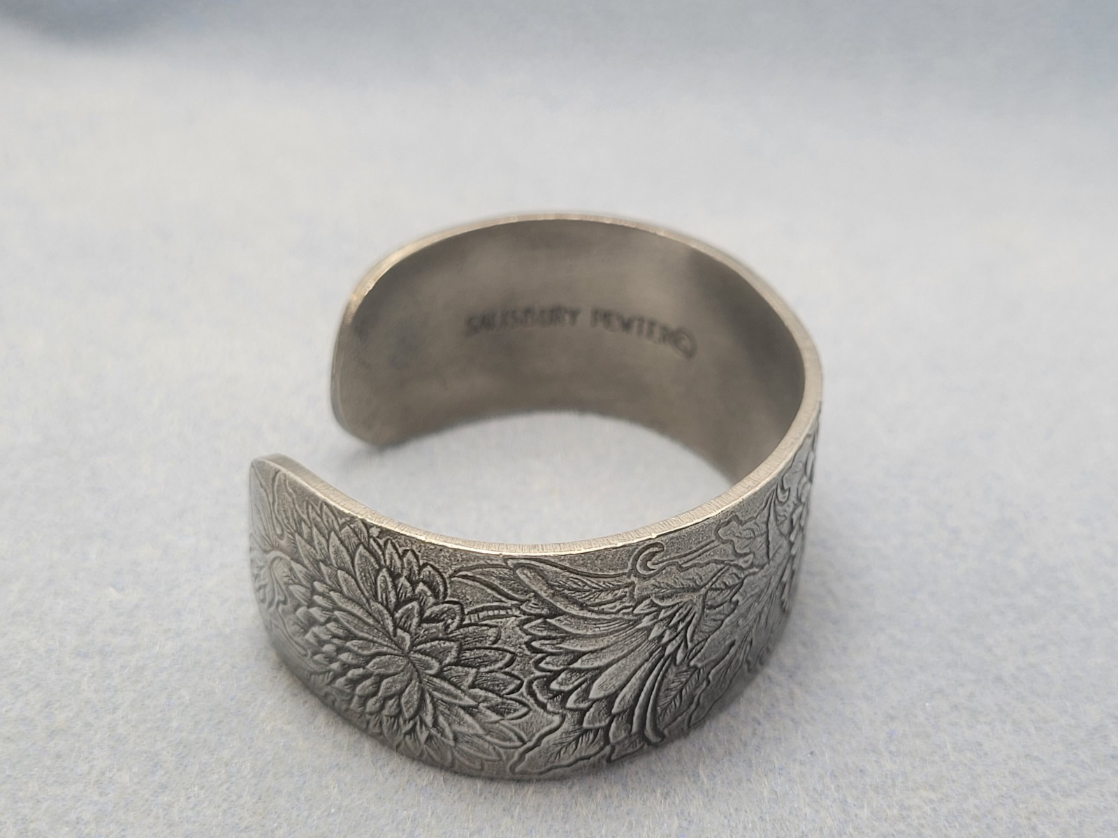 Salisbury Pewter Flower of the Month series cuff bracelet 7in