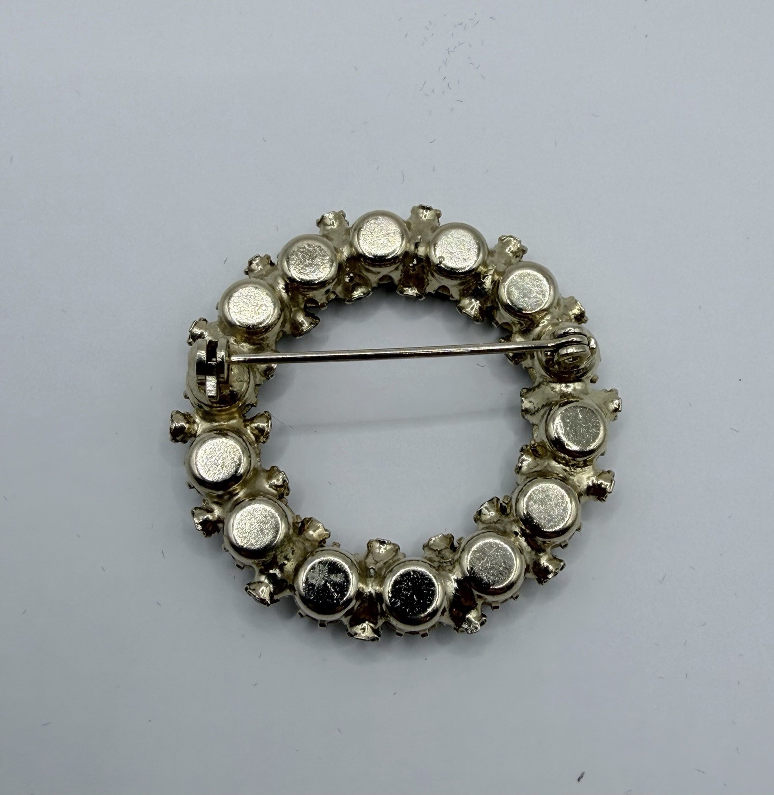 Vintage Weiss Dark Green Circle Round Brooch and Earrings Set in Gold Tone