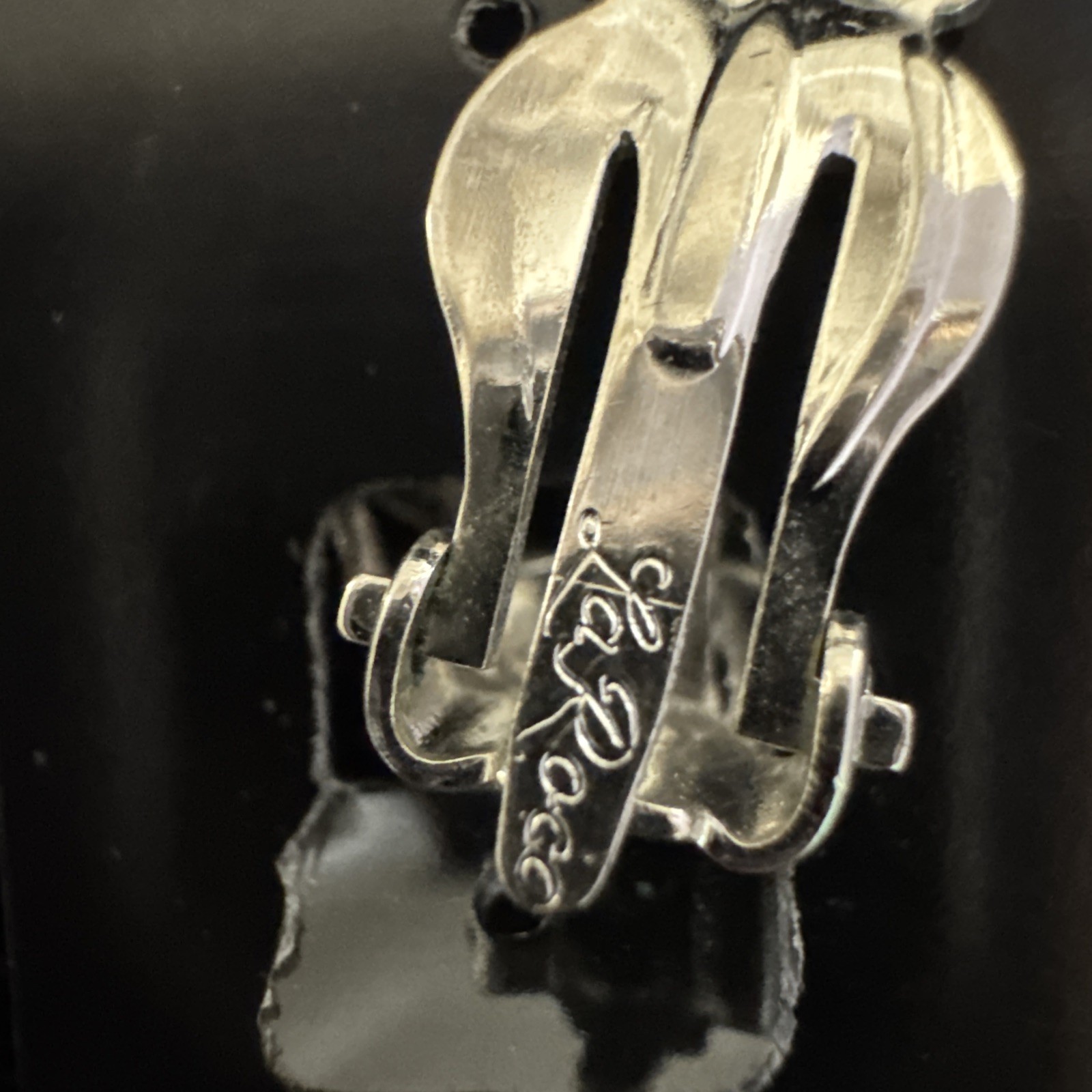 Vintage La Roco Signed Clear Rhinestone Butterfly Wing Clip On Earrings