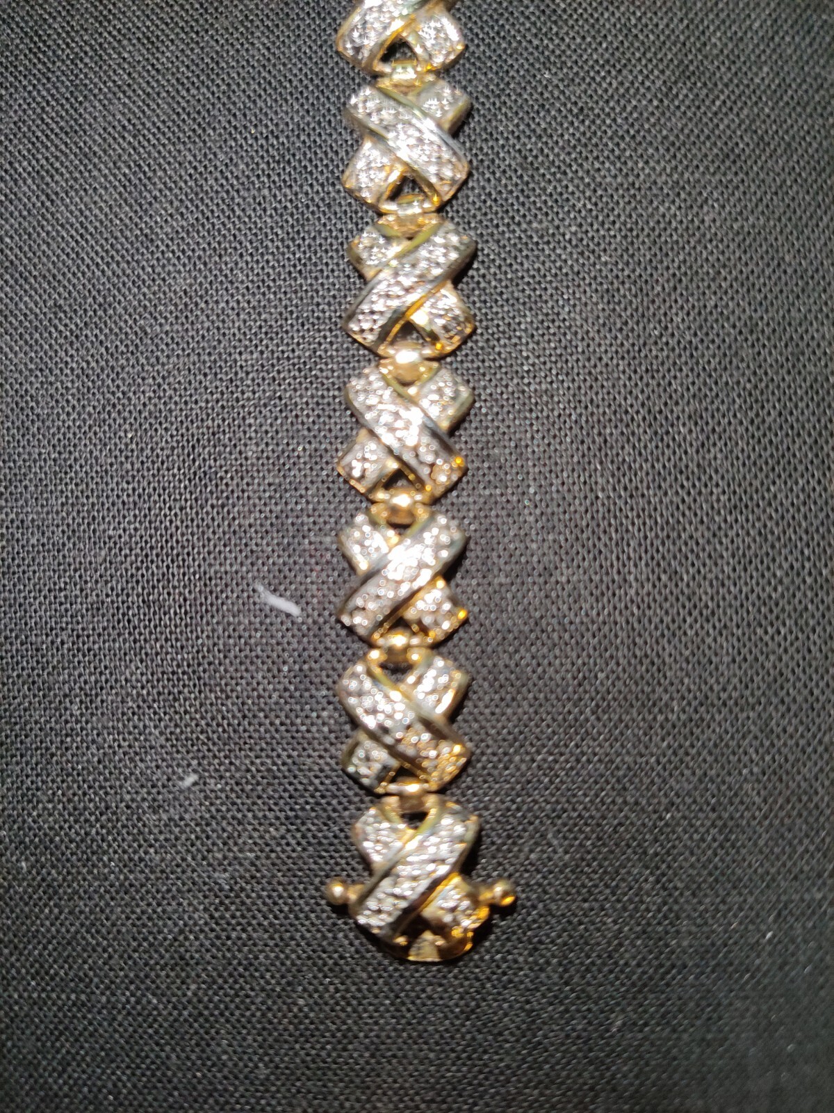 Vintage Gold Vermeil On Sterling Silver 925 X Design bracelet 2 safety Clasps