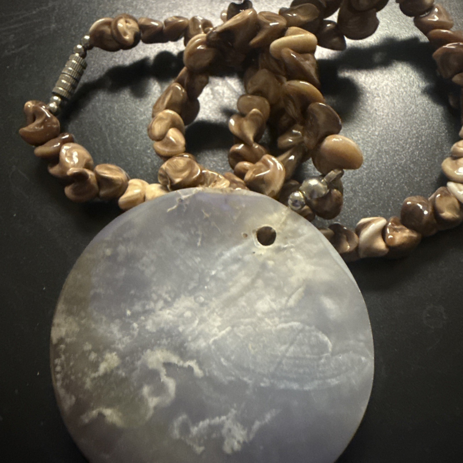 Vintage Shell Beads And Shell Pendant