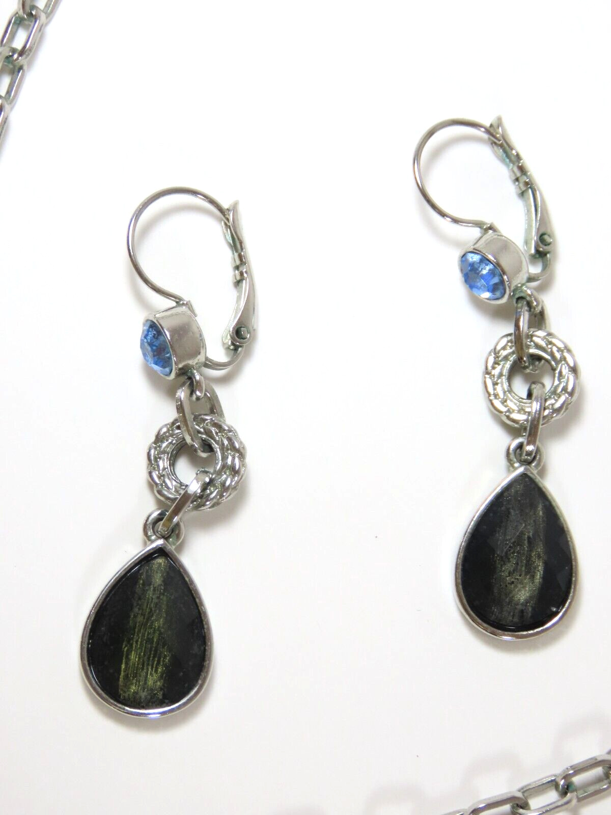Lia Sophia Jewelry Set Necklace Earrings Cabochon Enamel + Signed D1987