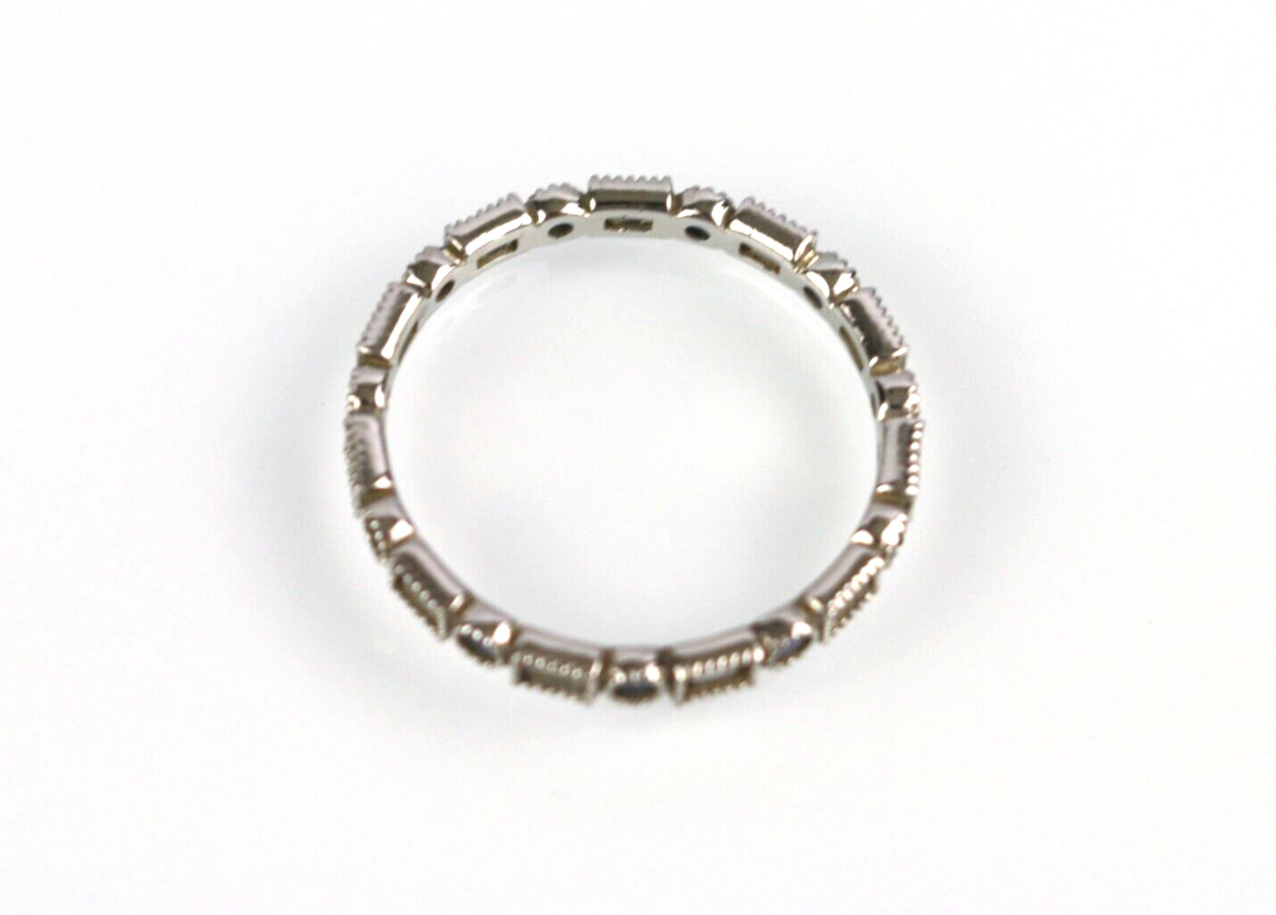 Lovely HSN Sterling Silver 925 SW Sapphire & CZ Band Ring Size 11