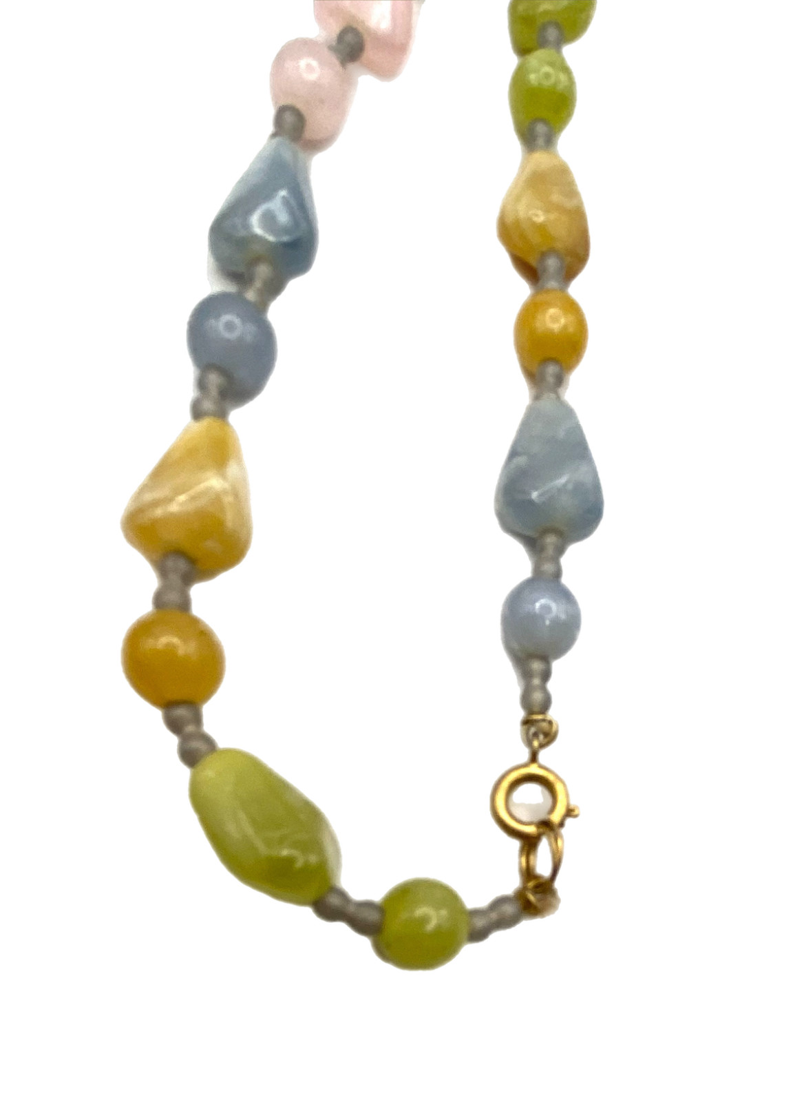 Vintage Chunky Pastel Multi-Color Beaded Tassel Pendant Necklace Plastic 30″