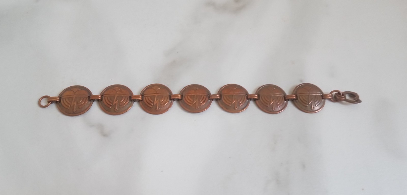 Vintage Copper Bracelet Modernist Design Links and Hook Clasp