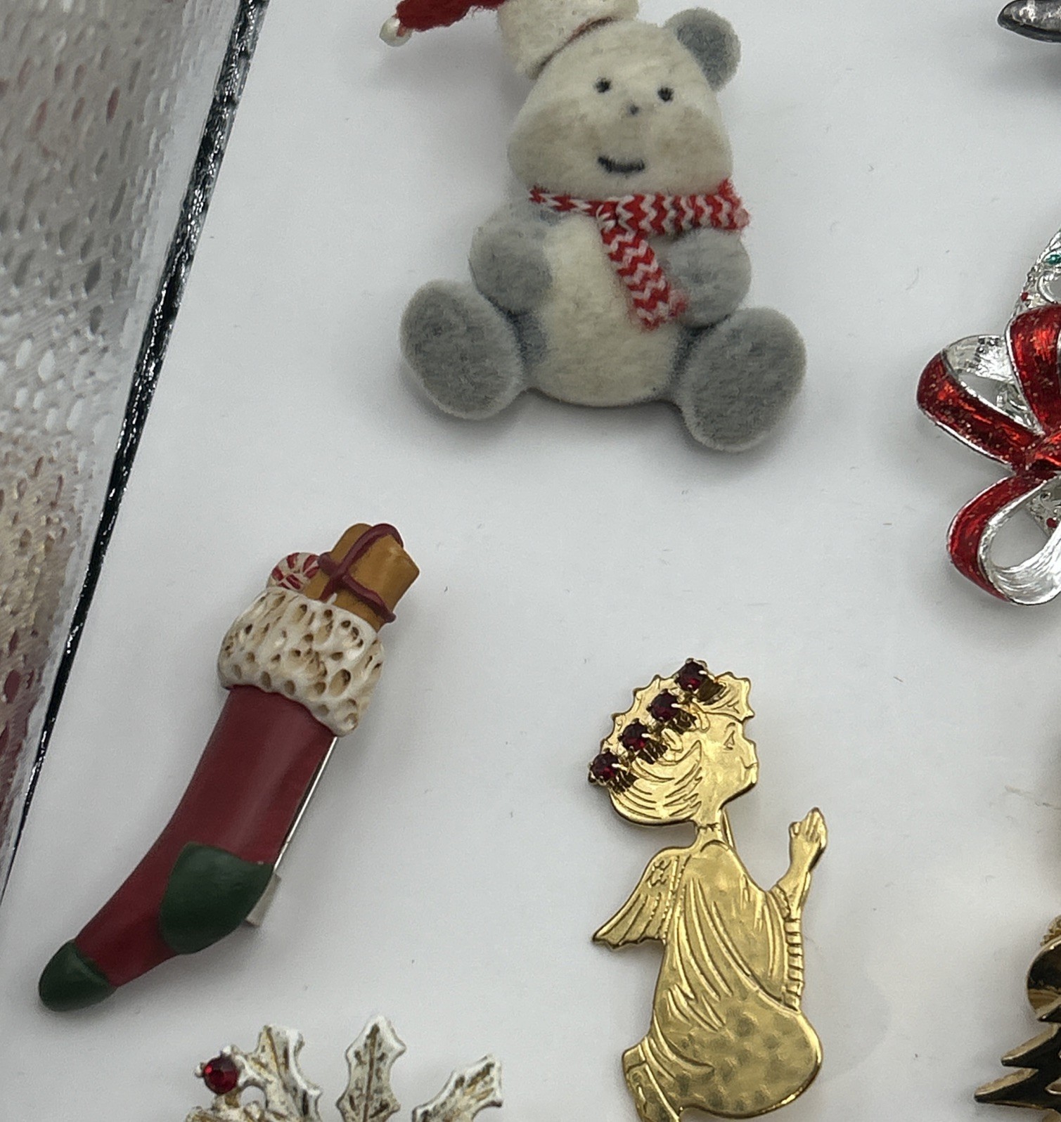 Vintage -now 24 Christmas Brooch /pin Lot Some Signed Bells, Trees, Angels, +