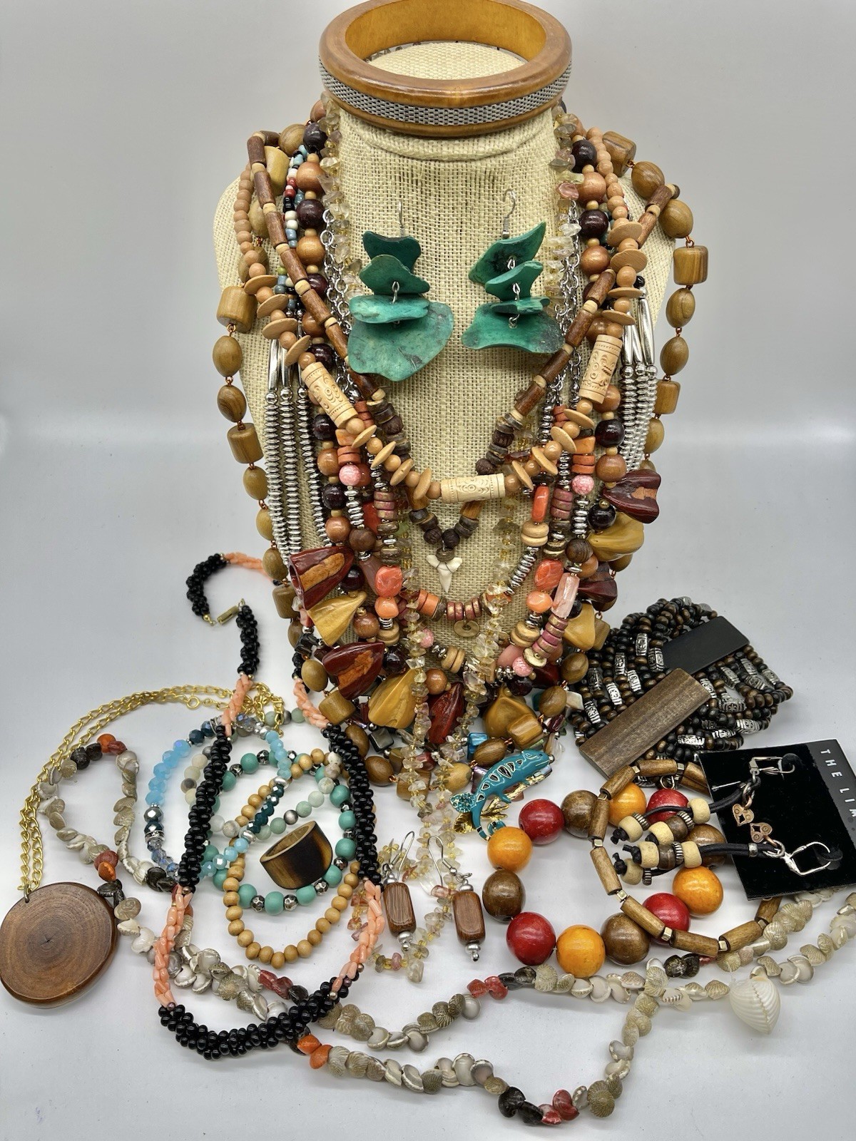 Jewelry Vtg To Mod Safari Boho Ethnic Wood ++ Pcs Lb Lot JL206