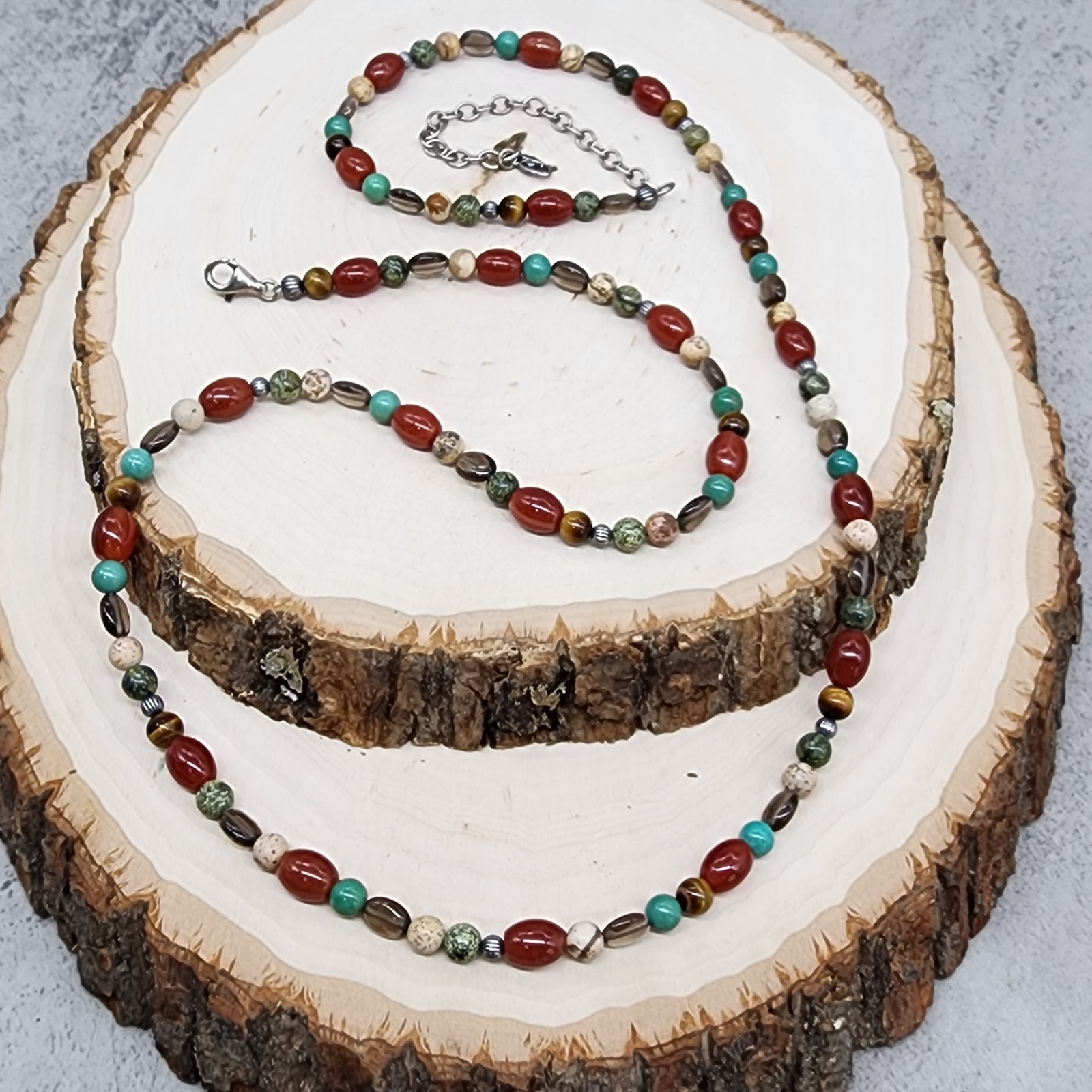 Carolyn Pollack 925 Sterling Multicolor Stones Beaded Necklace 26″ – 52g