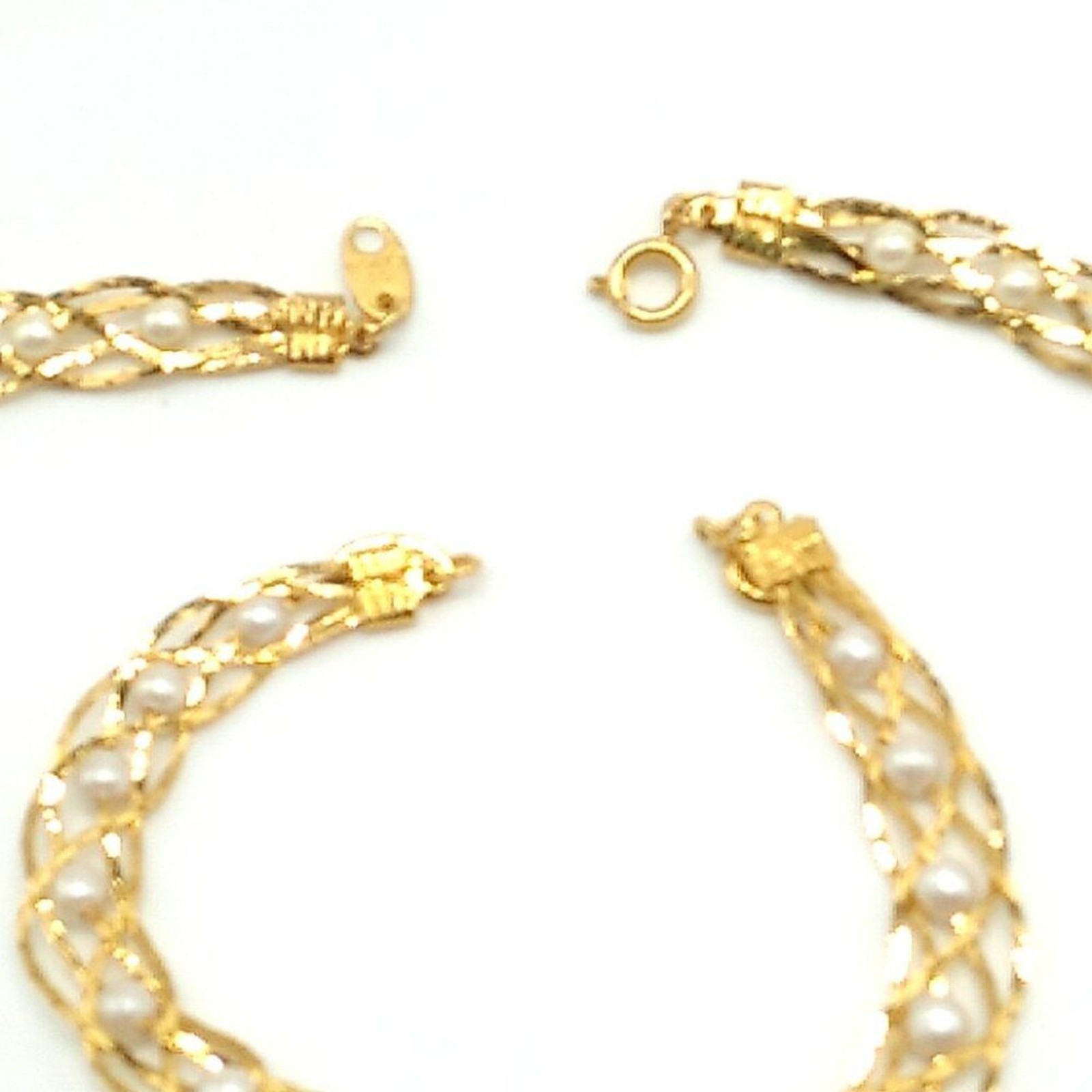 Vintage Avon Convertible Gold-tone Braided Pearl Necklace-Bracelet Silver Plated