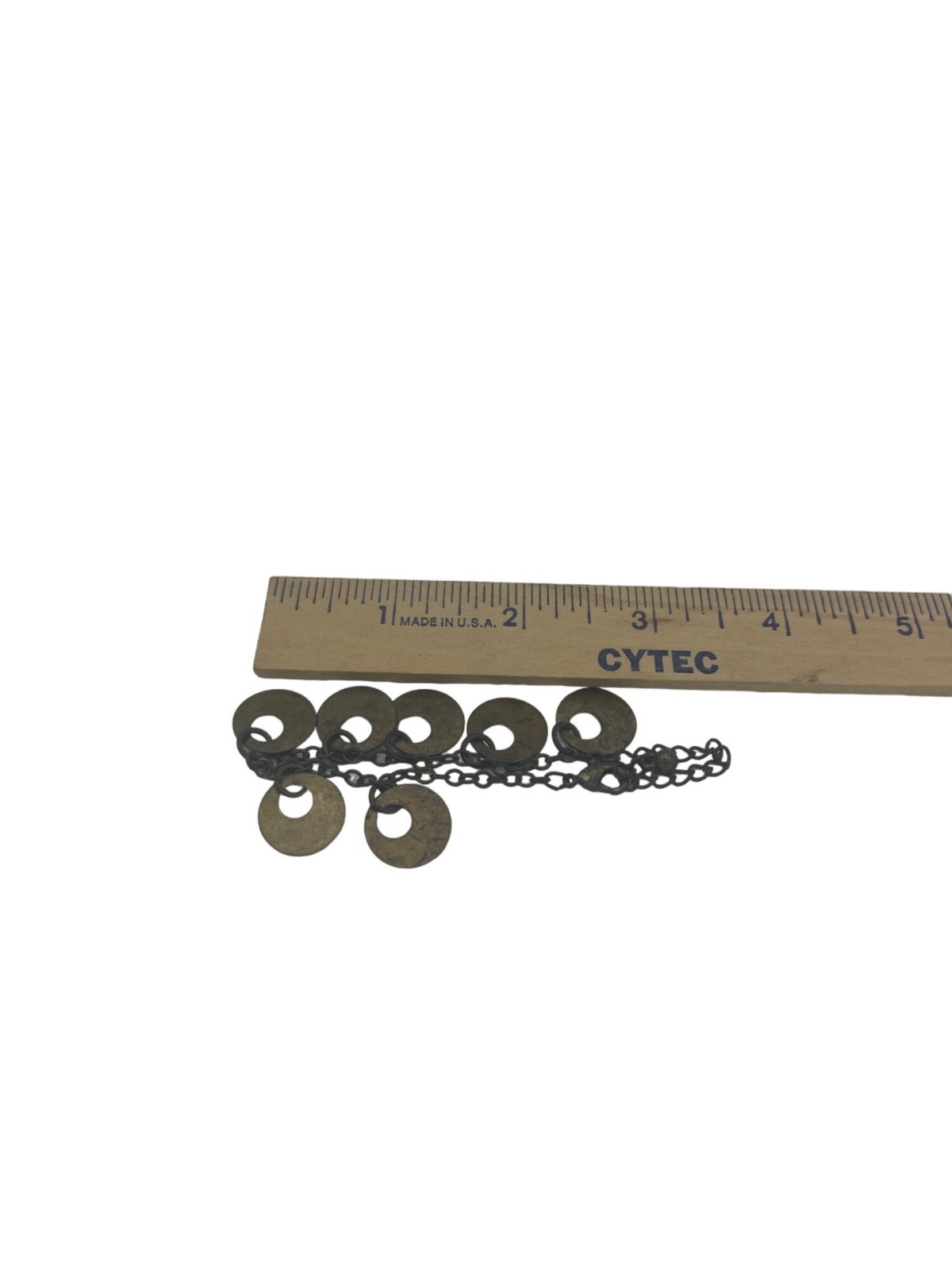 Vintage Brass Coin Link Chain Bracelet Pre-Owned Bohemian Jewelry Rustic Design