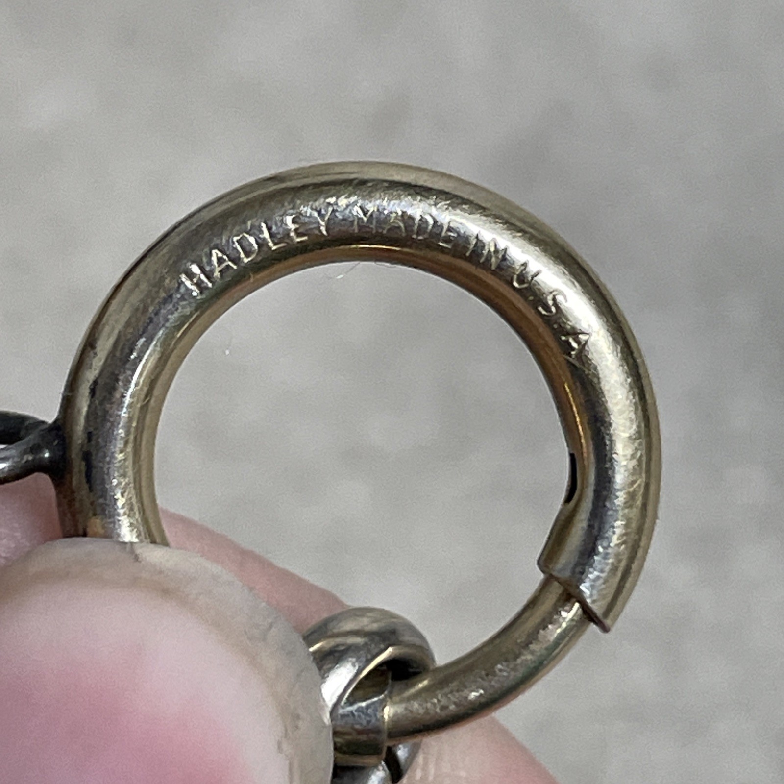 Victorian gold filled chain Signed Hadley Made in USA Large ring