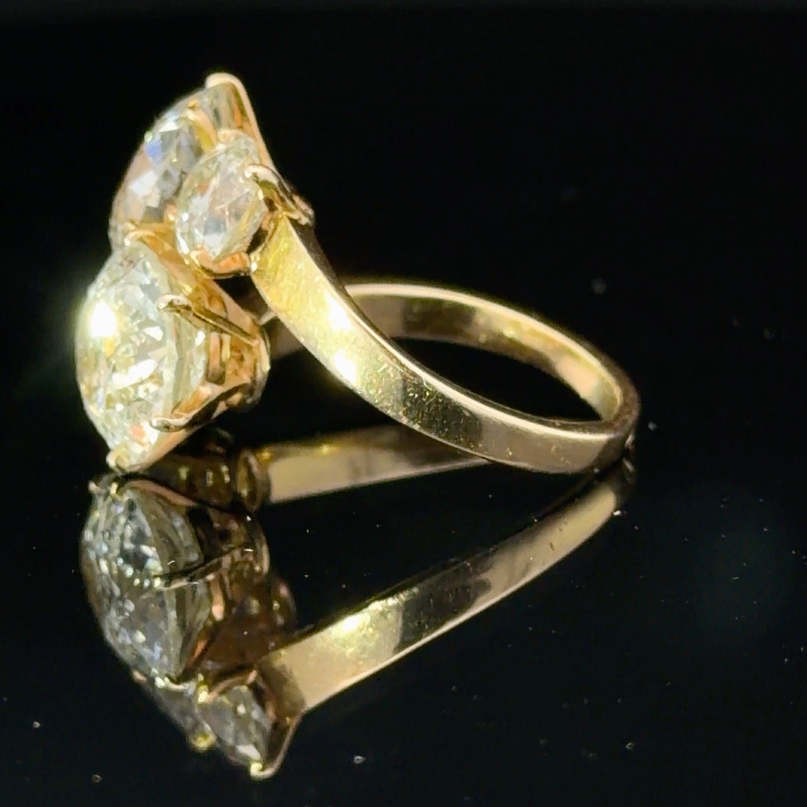 7ct+ Natural Old European Cut Old mine cut Antique Diamond 18k Ring French