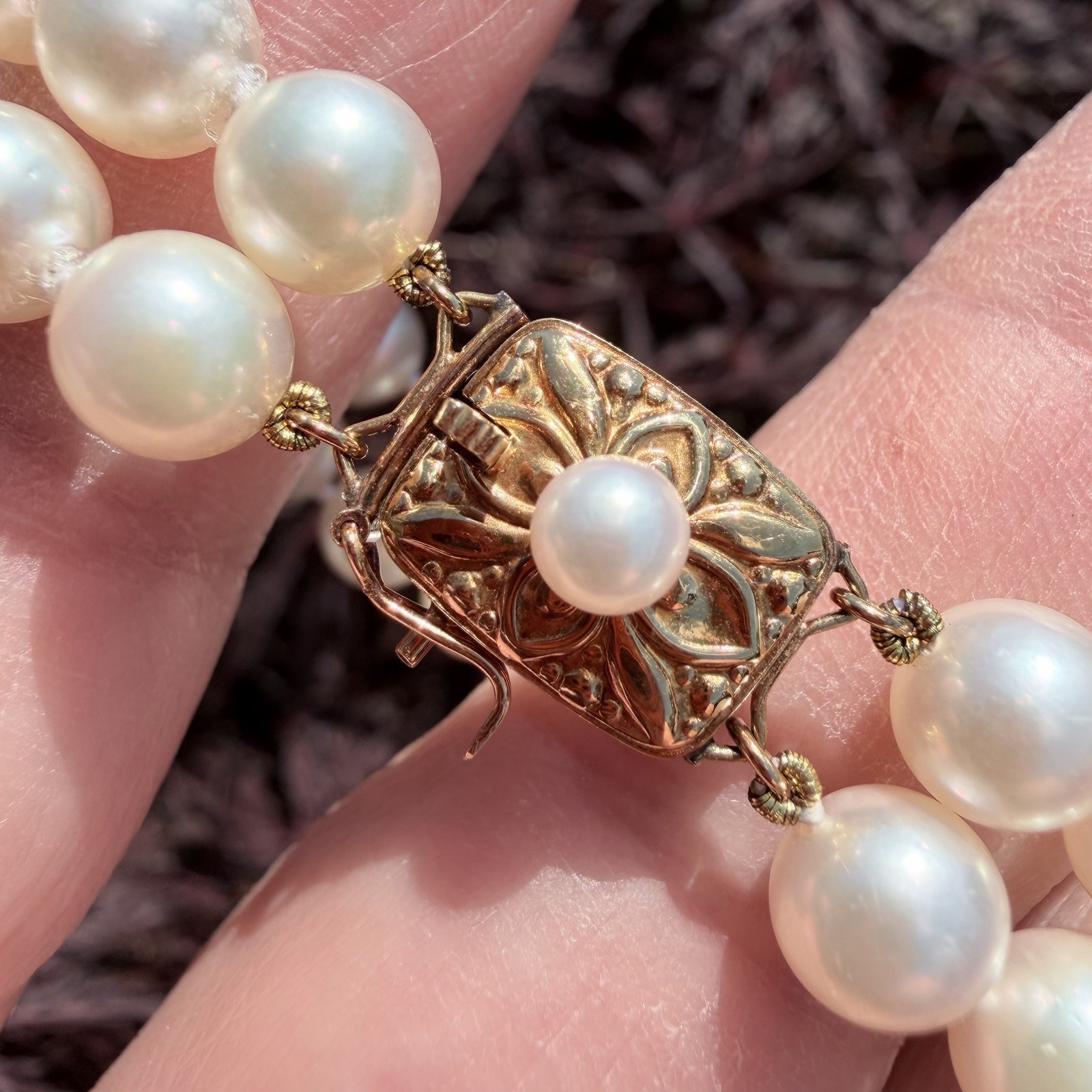 VTG Mikimoto 18K Gold Double Strand Akoya Pearl Bracelet Excellent Condition