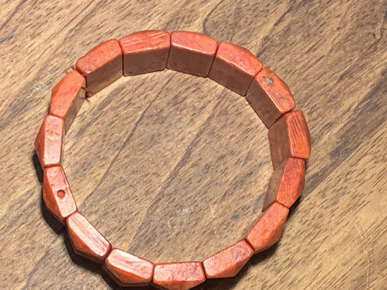 Beautiful Vintage Red Genuine Coral Carved Stretch Bracelet Bangle