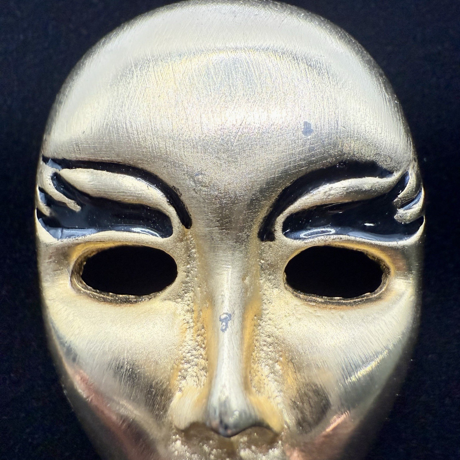 Rare Vintage Les Bernard Theatrical Gold Tone Figural Face Mask Brooch Pin
