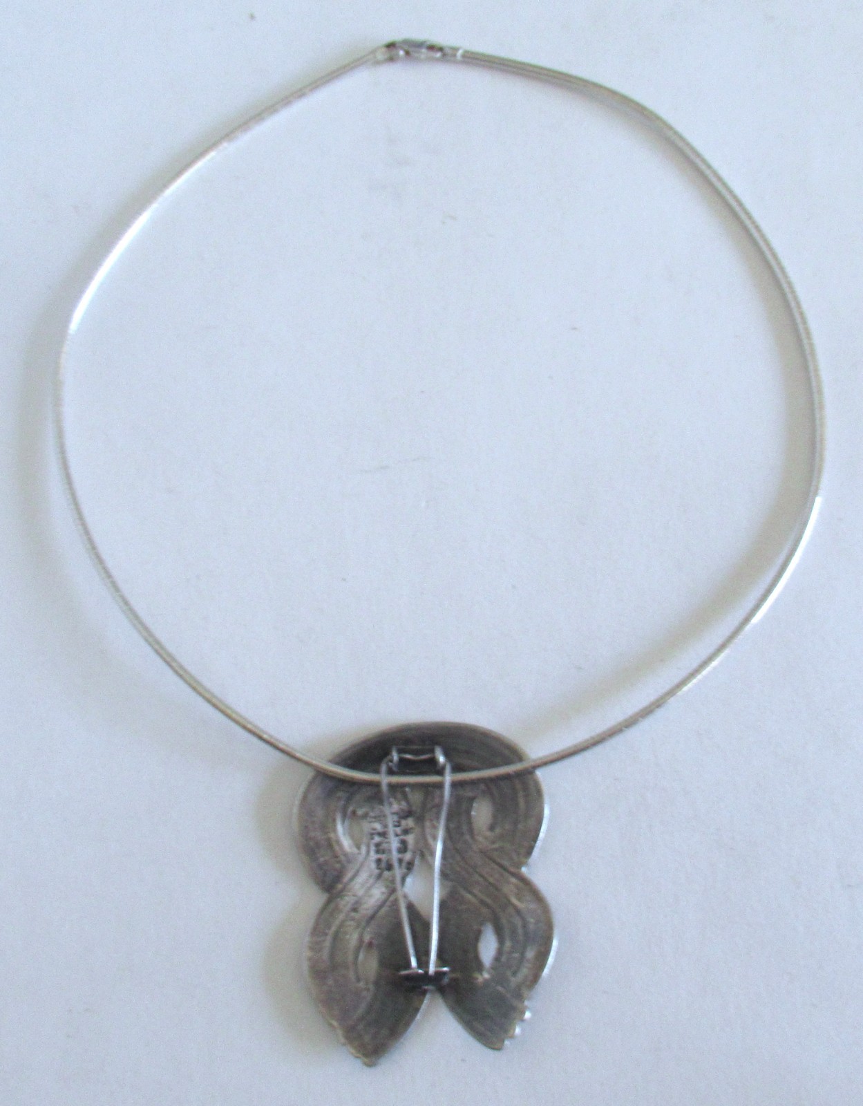 VINTAGE LOS CASTILLO MEXICO STERLING BROOCH PENDANT NECKLACE, 2.30″ PEND, 42 GRM