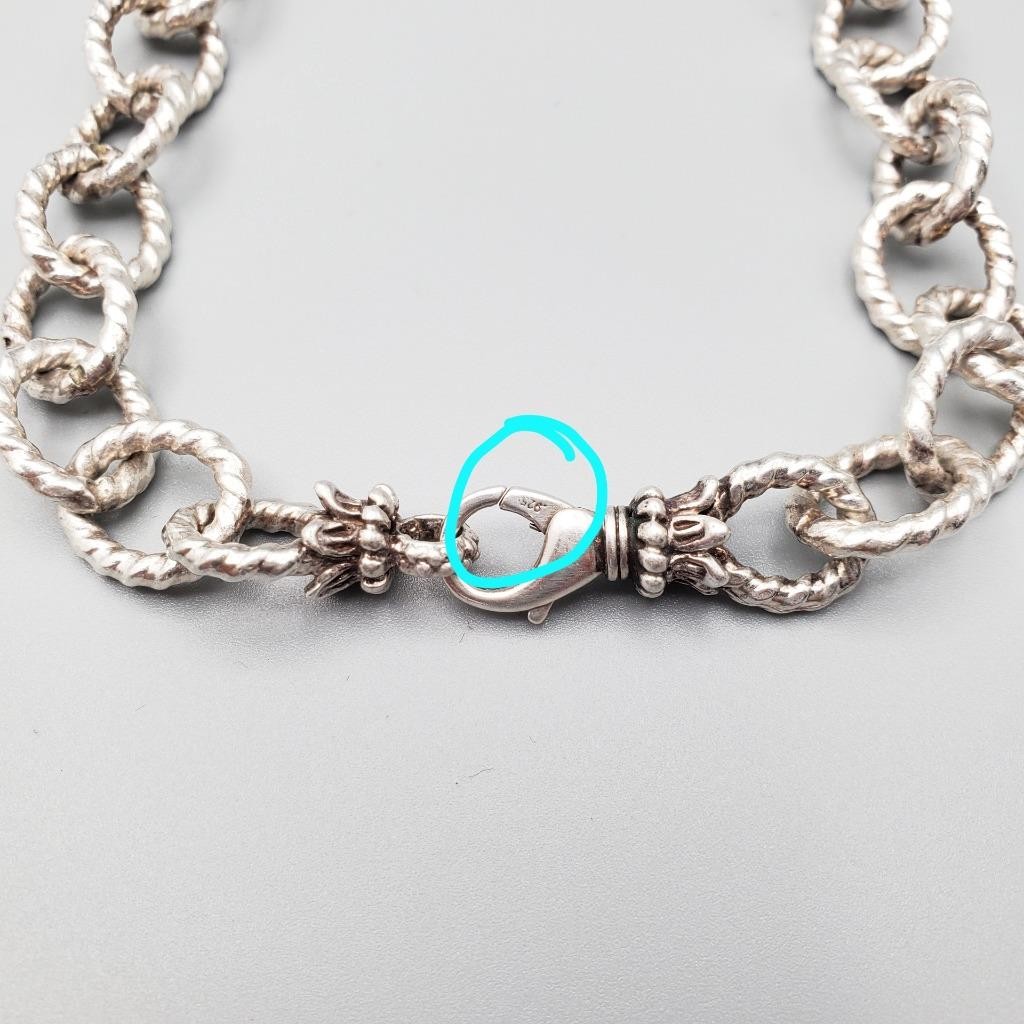 17.5” Heavy Sterling Statement Chain w Lotus Pillar Clasp 13mm Twist Links
