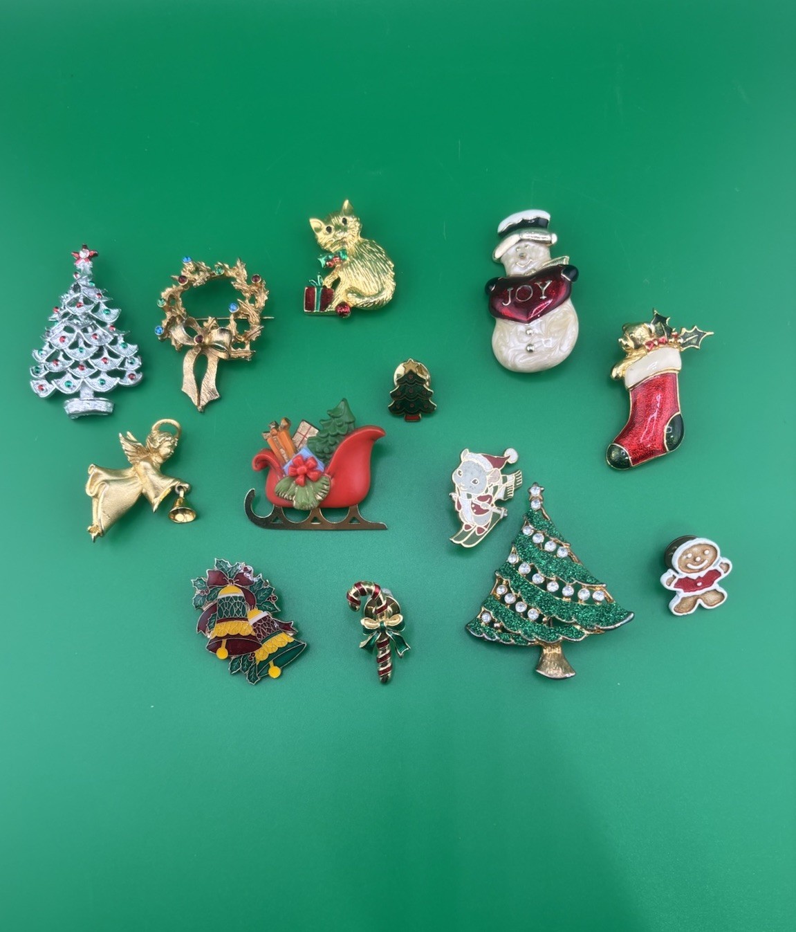 Lot of Holiday Christmas Brooches & Pins Vintage Collection – 13 Total