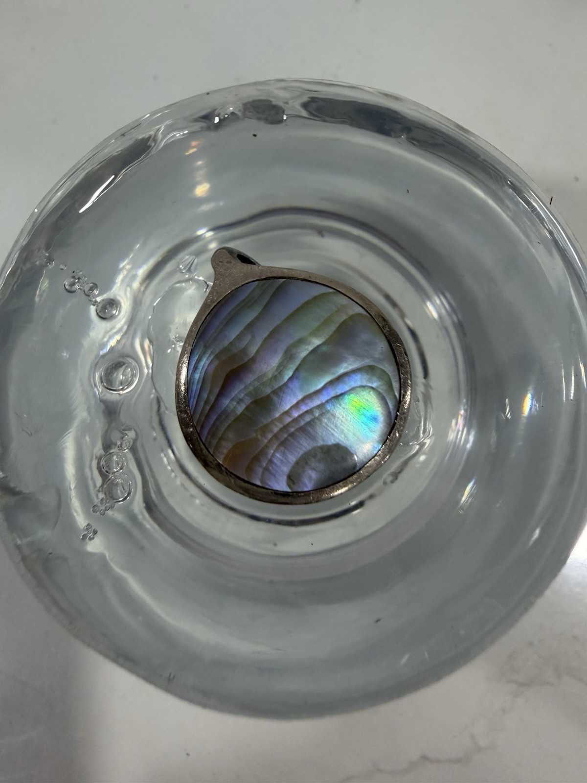 Vintage Sterling Silver Iridescent Abalone Paua Shell New Zealand Boho Pendant