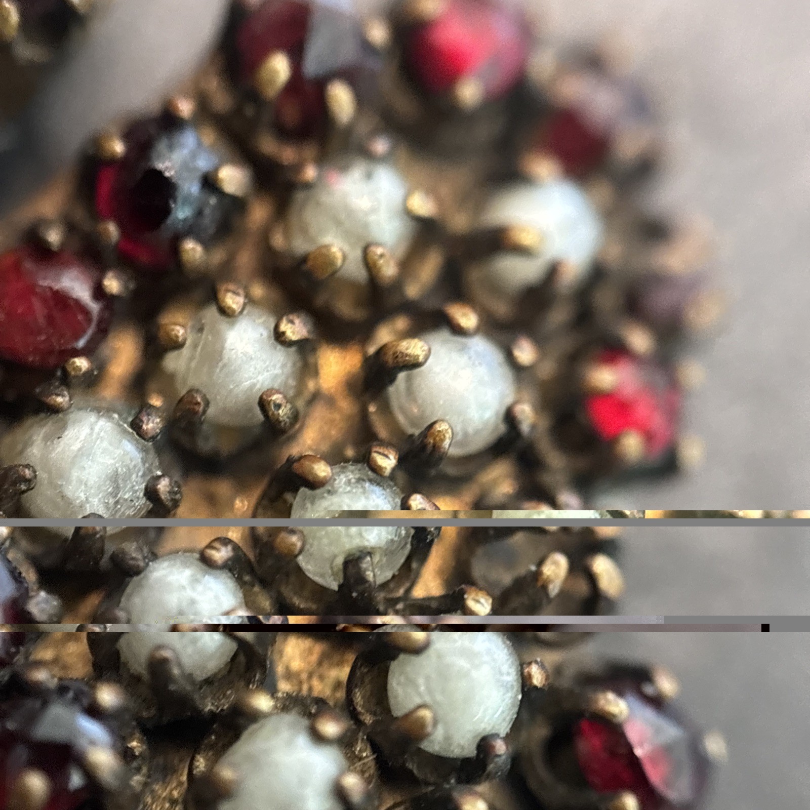 Mine Cut Bohemian Garnet Pendant Brooch Shamrock For Repair Mz