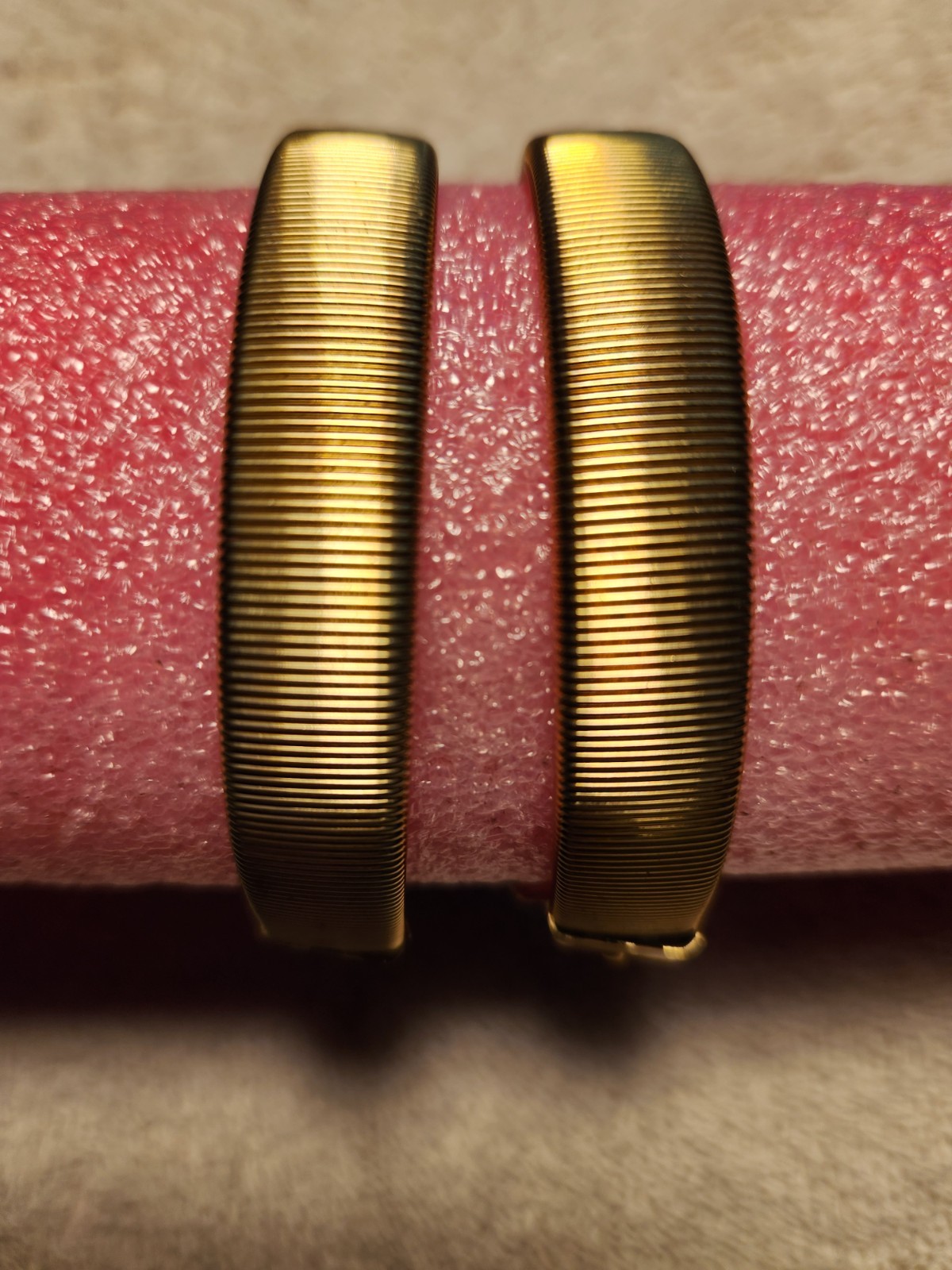 Vintage Gold Tone Arm Bands – Blue Cabochon Center, Textured Statement Upper Arm