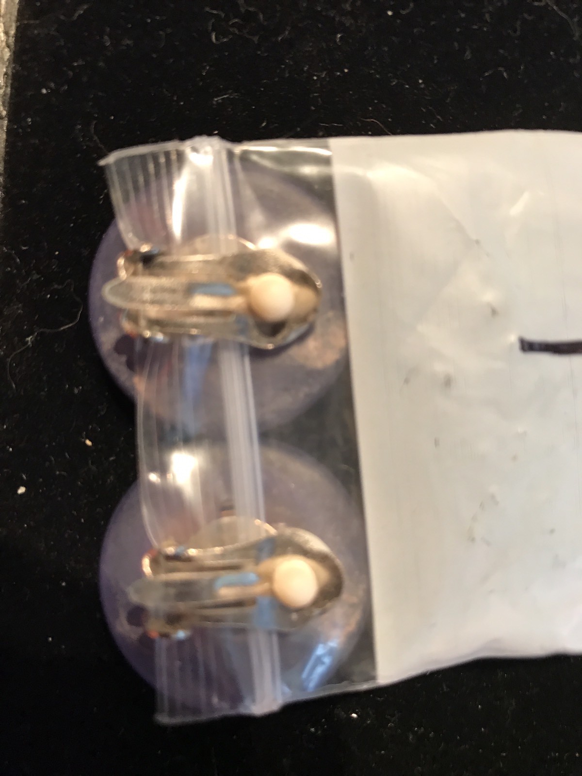 1″ vintage Earrings,clip ons,grape purple lozenge.button w/central gold spiral