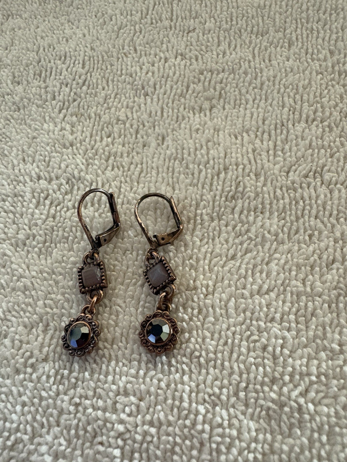 Vtg Lia Sophia Demure Coppertone Necklace & Earring Set