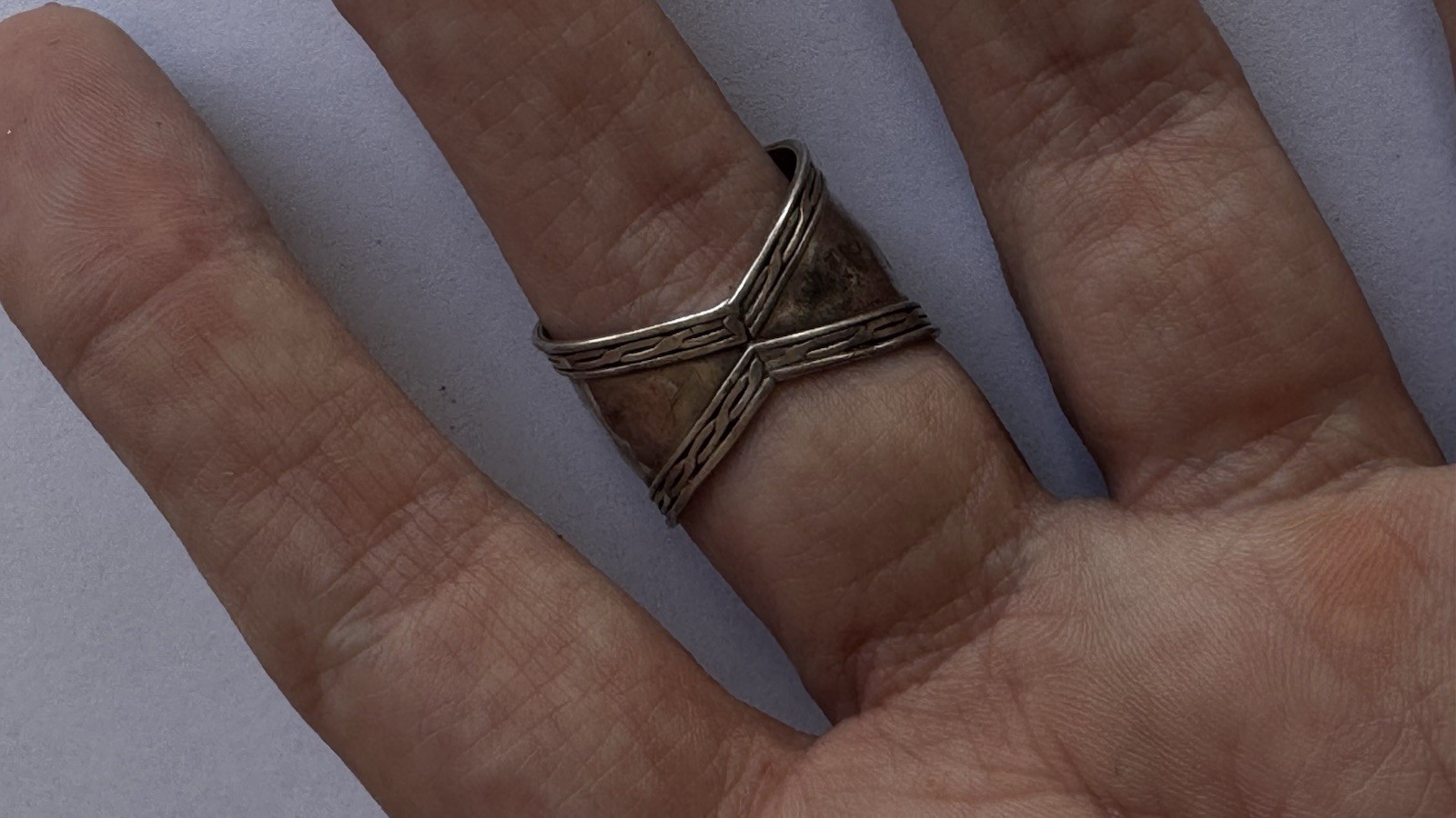 Sterling Silver Wide Cuff Ring Sunburst Cabochon Stone Statement Ring Vintage