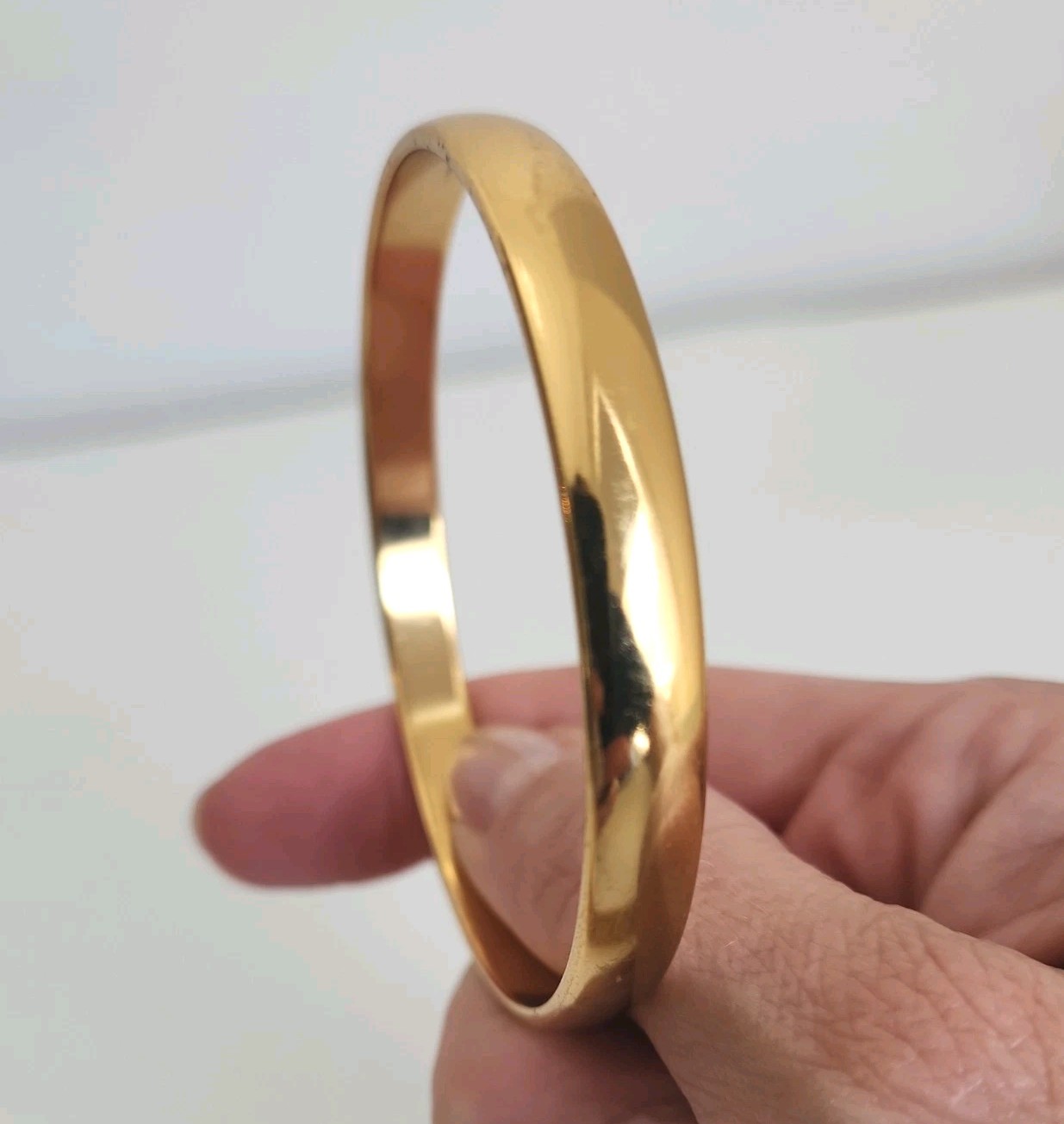 Monet Vintage Bangle Bracelet- Goldtone, Plain, Solid Band