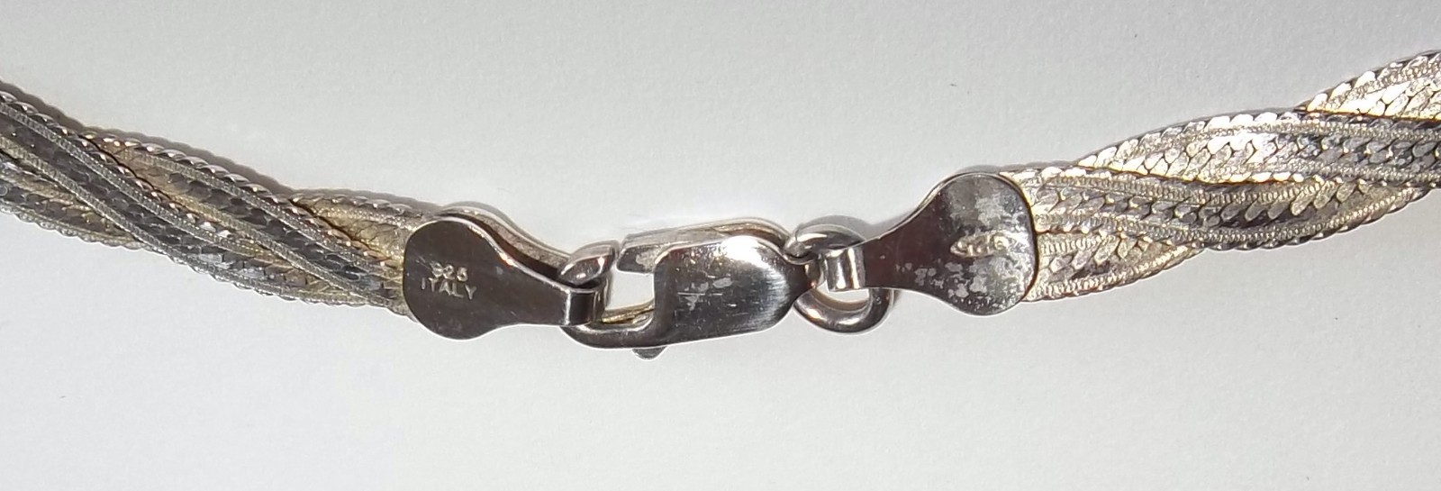 Vintage Double Twist Herringbone Sterling Silver Italy Necklace