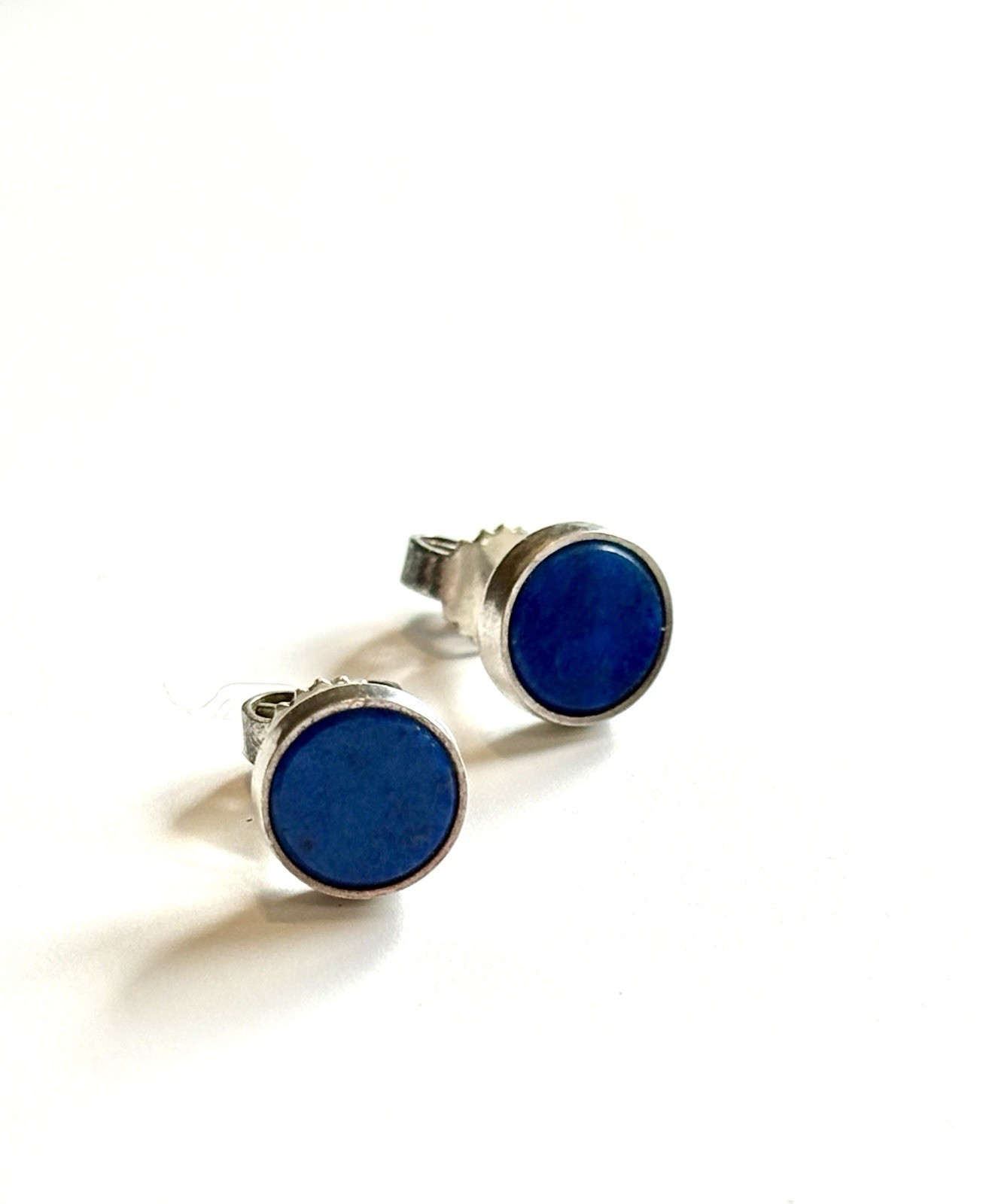N.E. FROM Vintage Denmark 925S Sterling Silver Modernist Earrings Lapis Lazuli