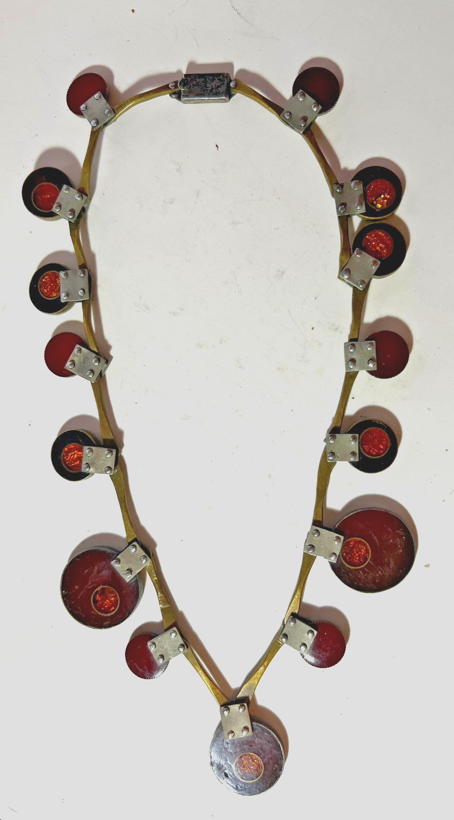 VINTAGE JHS MEXICO ARTS CRAFTS STERLING MIXED METAL IMPORTANT NECKLACE FREE SHIP