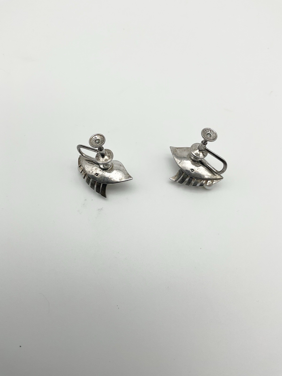 Vintage Mikimoto Sterling Silver Multi Pearl Screw Back Earrings!!S1