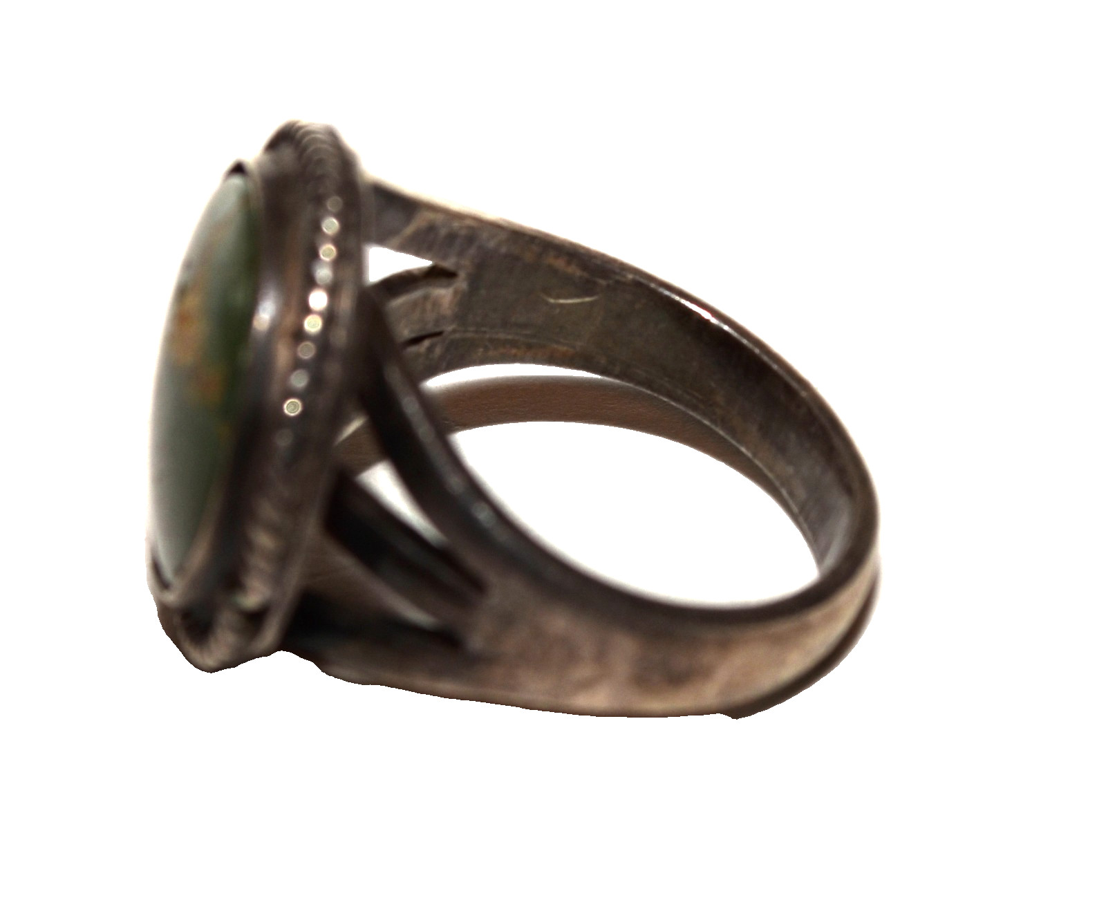 Vintage Dark Green Turquoise Brown Matrix Sterling Silver Ring 5.5 Gram Size 5.5