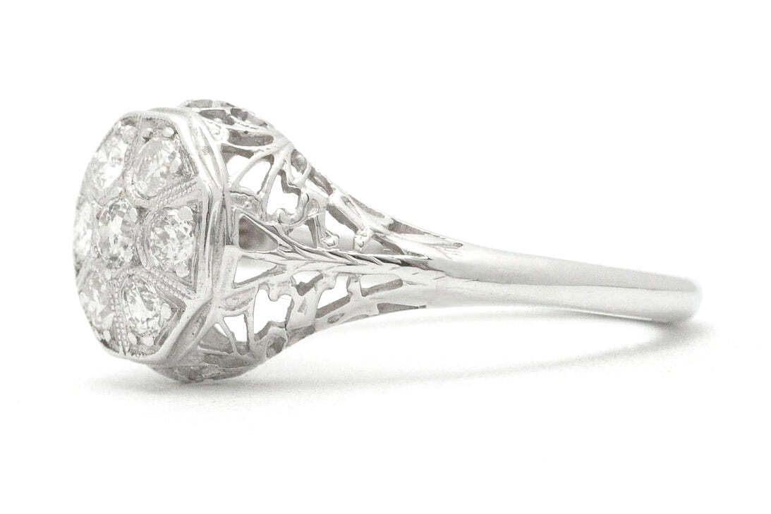 Vintage 0.35 Carat Diamond Cluster Engagement Ring