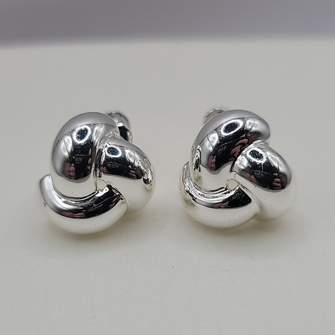 Vtg Napier Screw Back Silver Tone Love Knot Twist Clip On Earrings